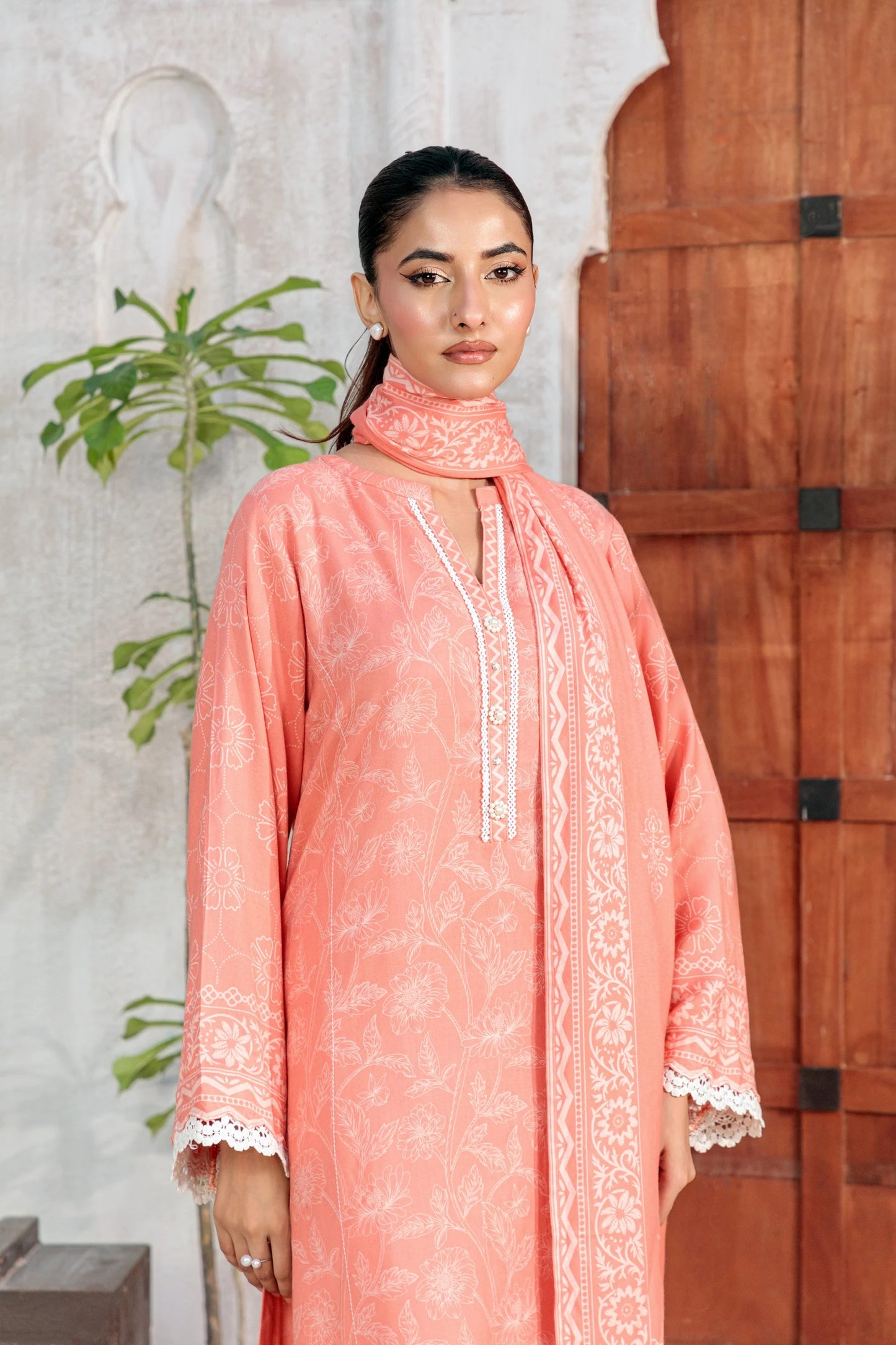 03 Piece Unstitched Pashmina Printed