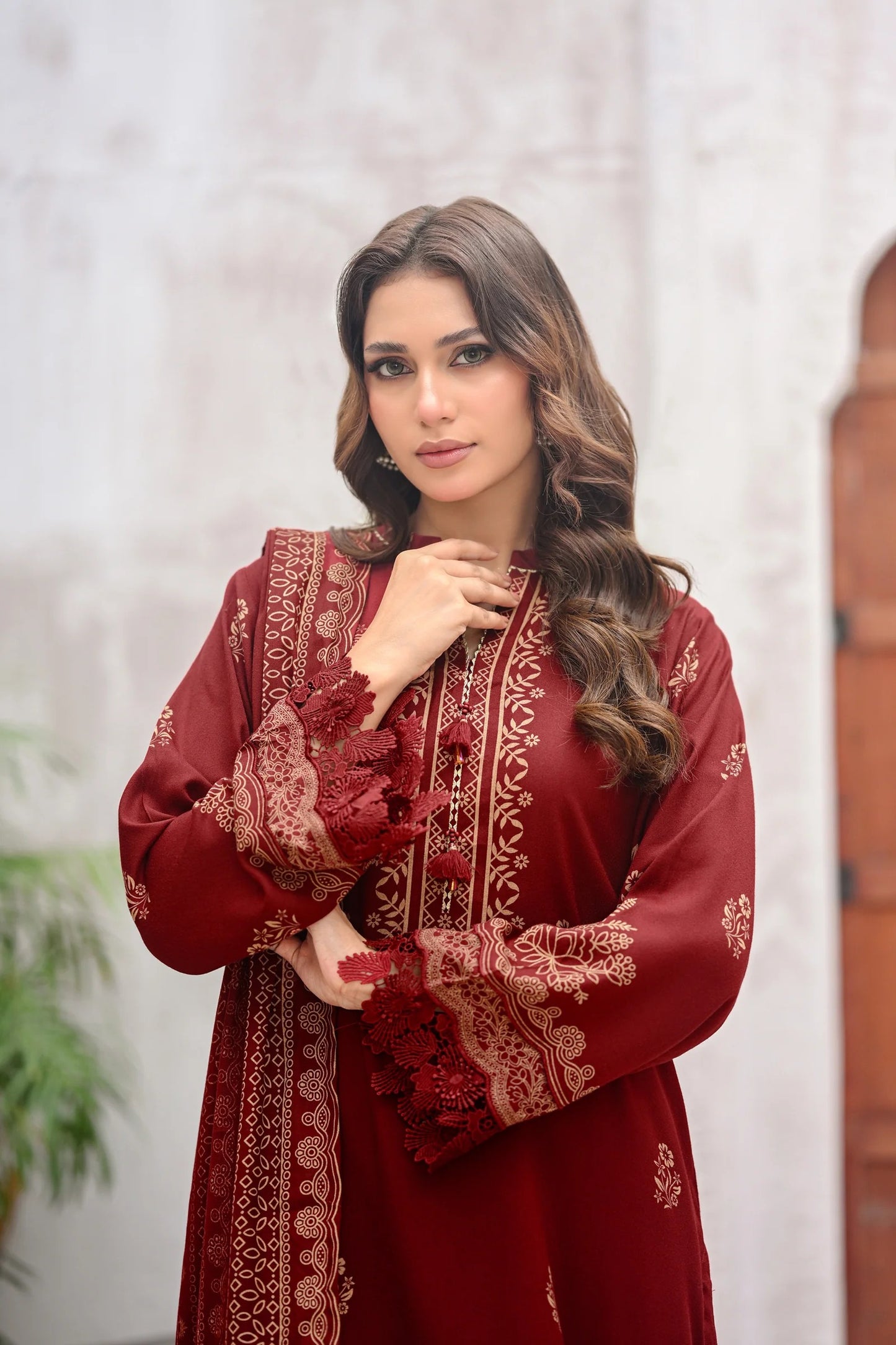 03 Piece Unstitched Pashmina Printed