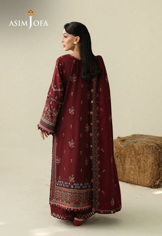 AJULK-08 Embroidered Rod Unstitched 3 Pcs
