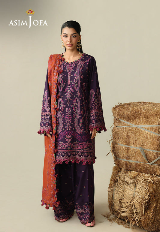 AJULK-05 Embroidered Rod Unstitched 3 Pcs