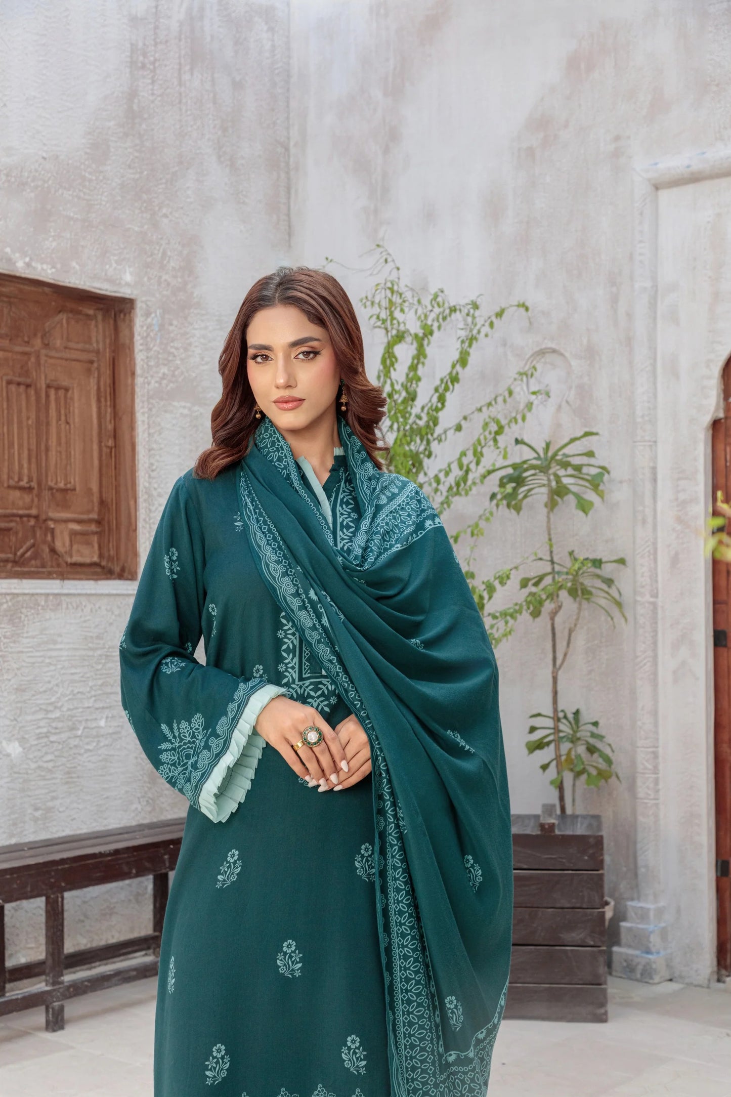 03 Piece Unstitched Pashmina Printed