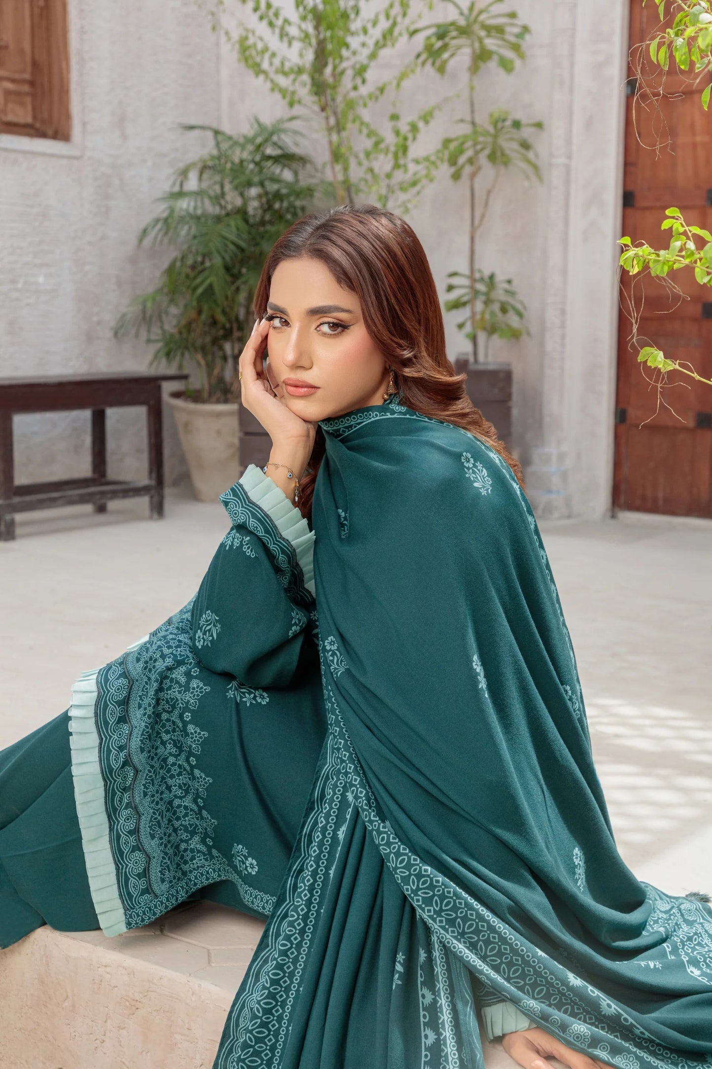 03 Piece Unstitched Pashmina Printed