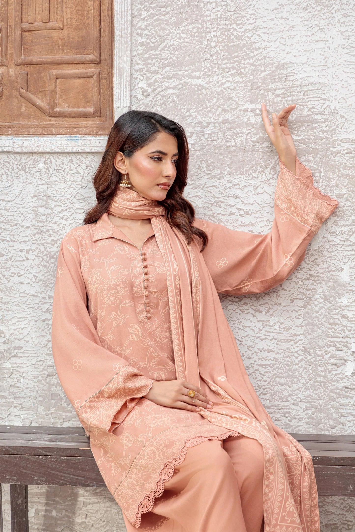 03 Piece Unstitched Pashmina Printed