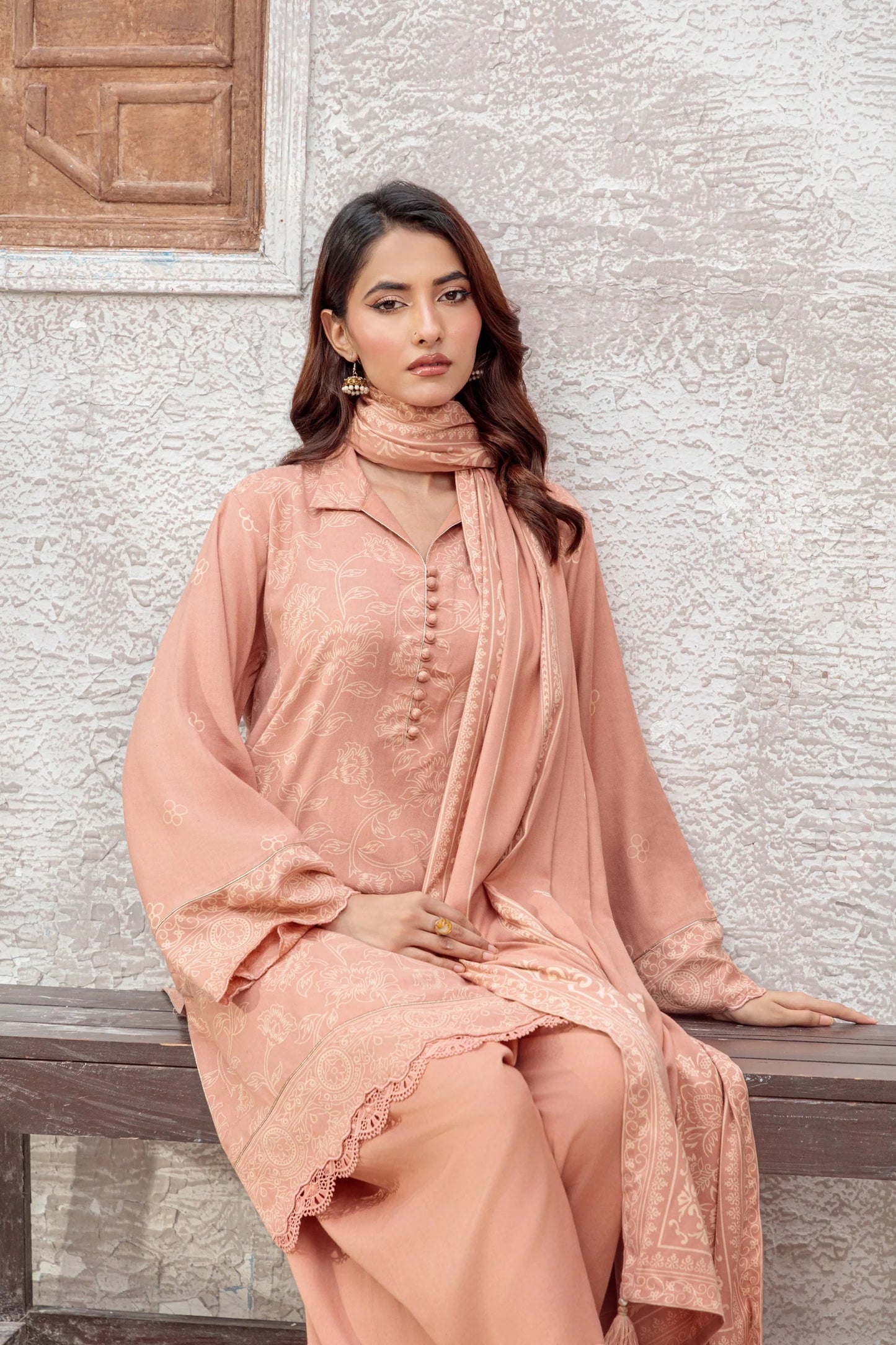 03 Piece Unstitched Pashmina Printed