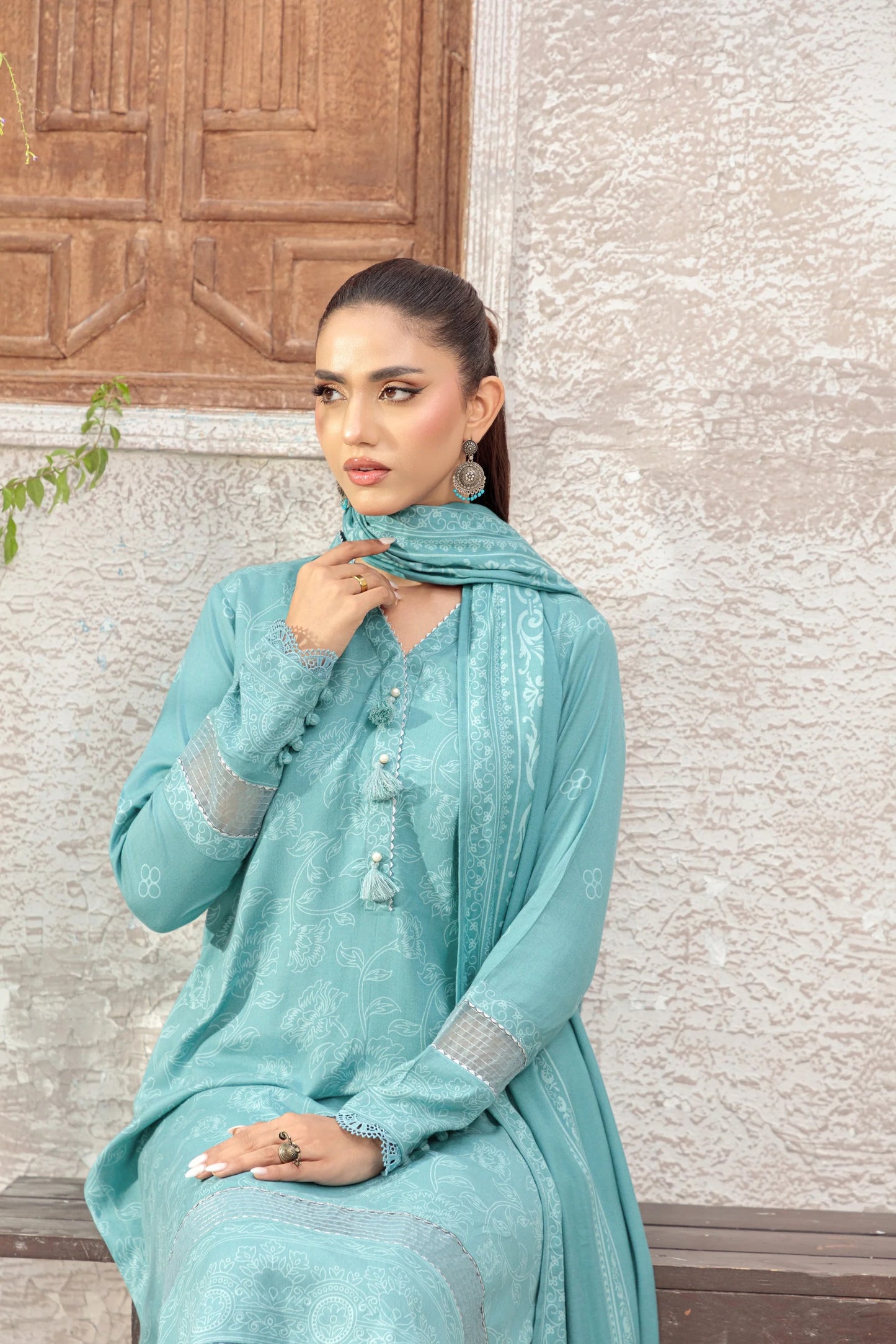 03 Piece Unstitched Pashmina Printed