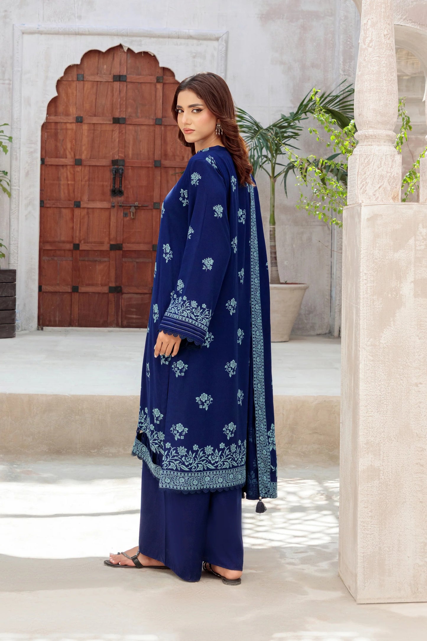 03 Piece Unstitched Pashmina Printed