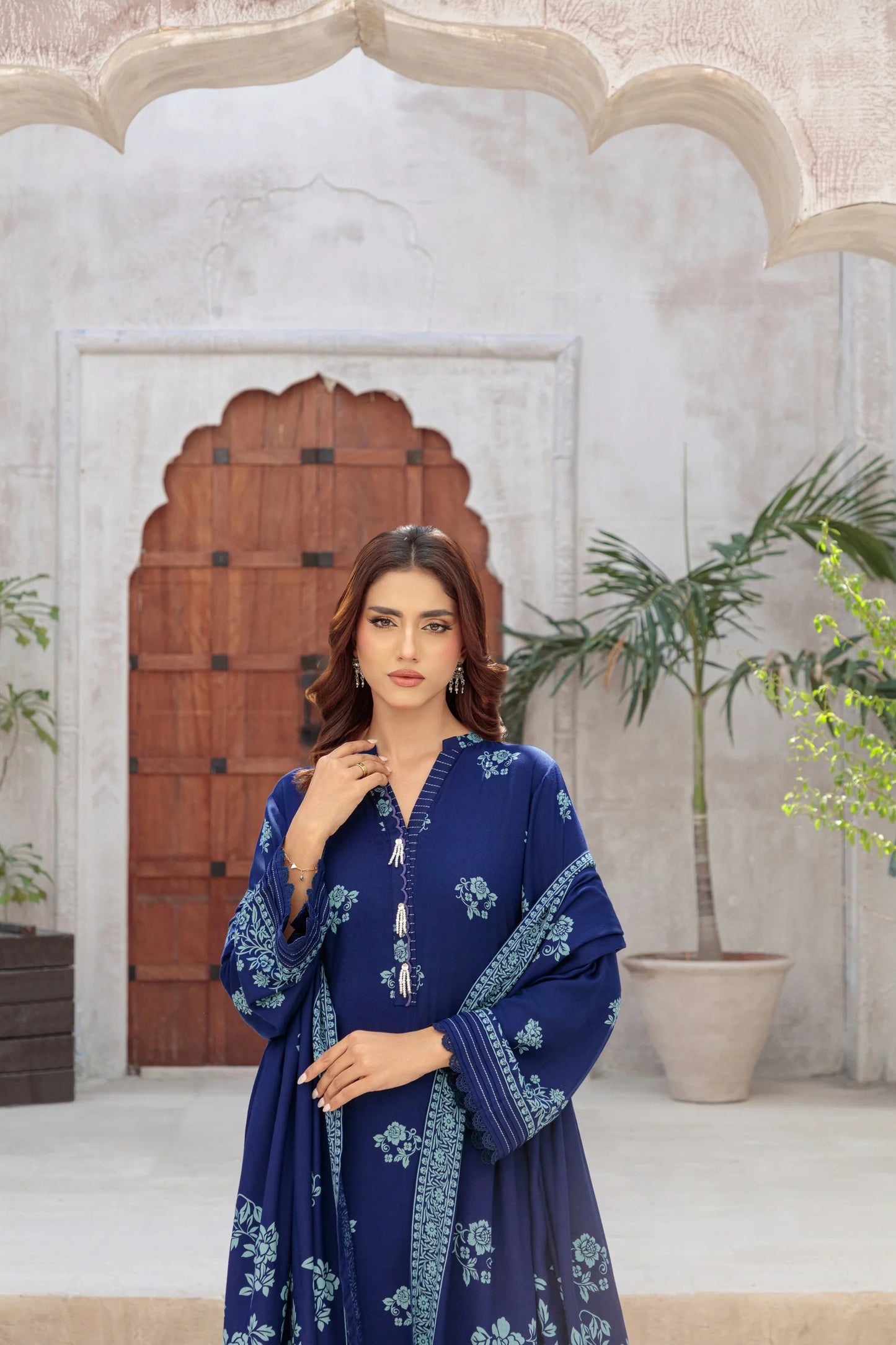 03 Piece Unstitched Pashmina Printed