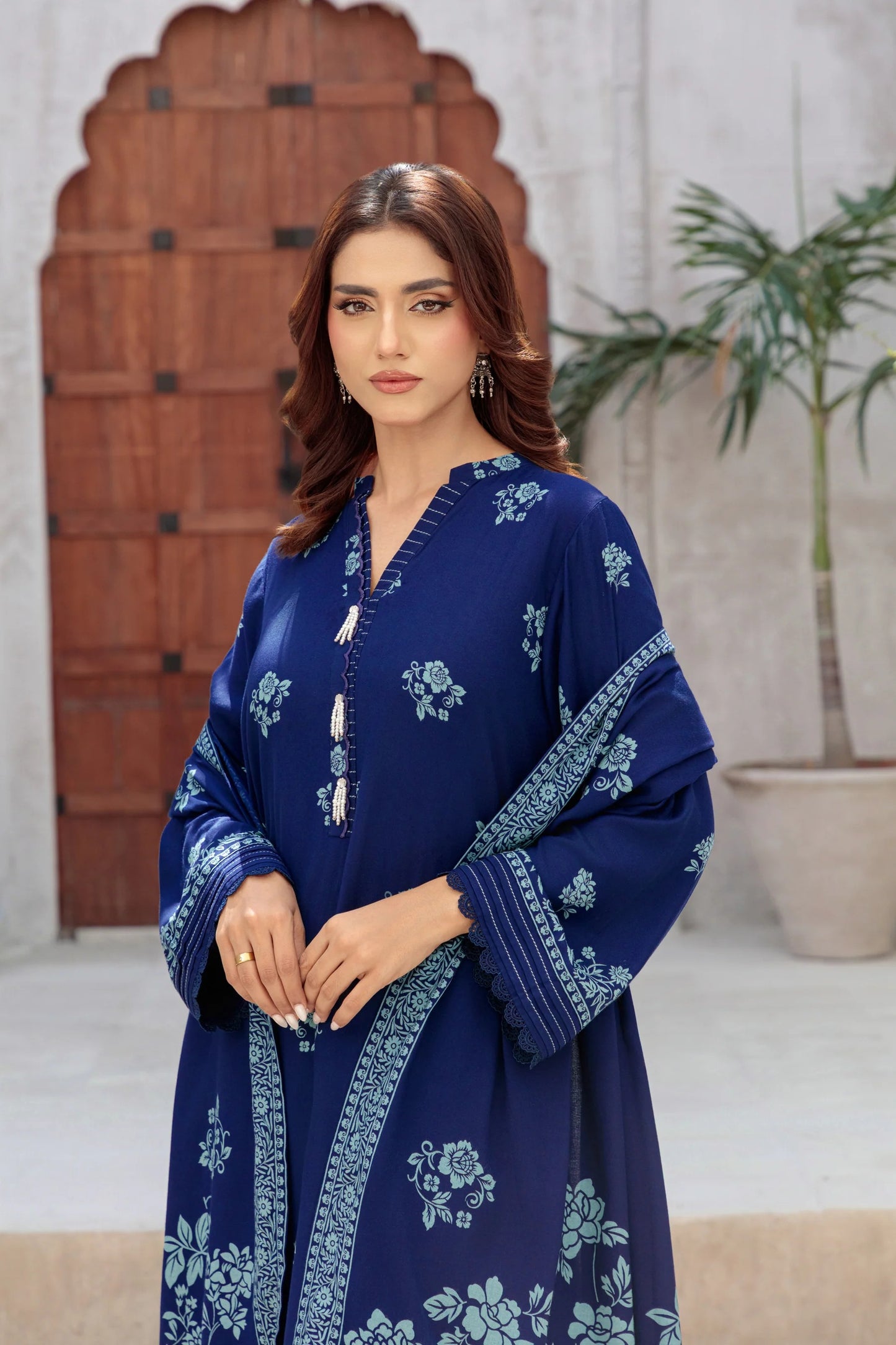 03 Piece Unstitched Pashmina Printed