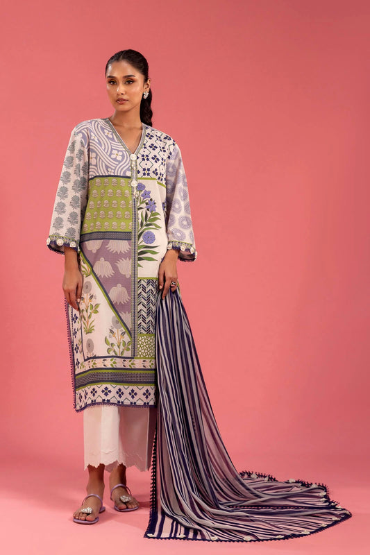 Unstitched Lawn 3 Piece Suit - 12A