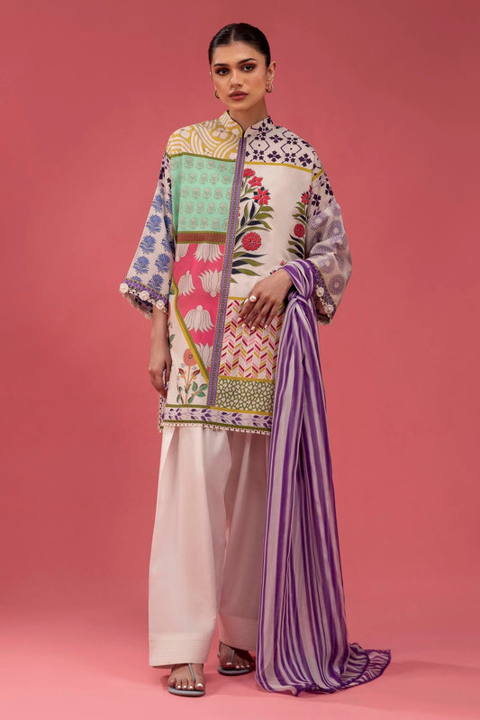 Unstitched Lawn 3 Piece Suit - 12B