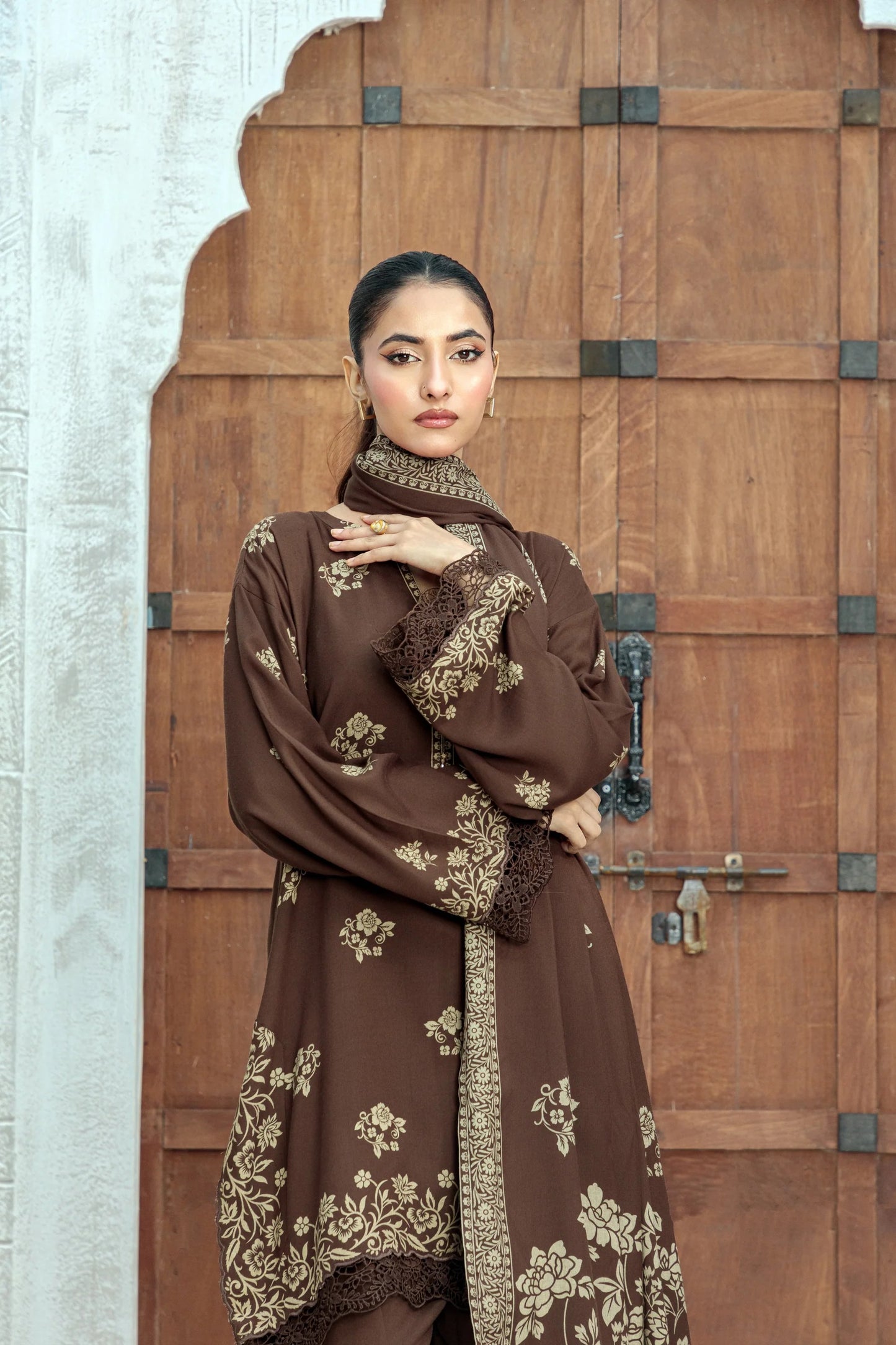 03 Piece Unstitched Pashmina Printed