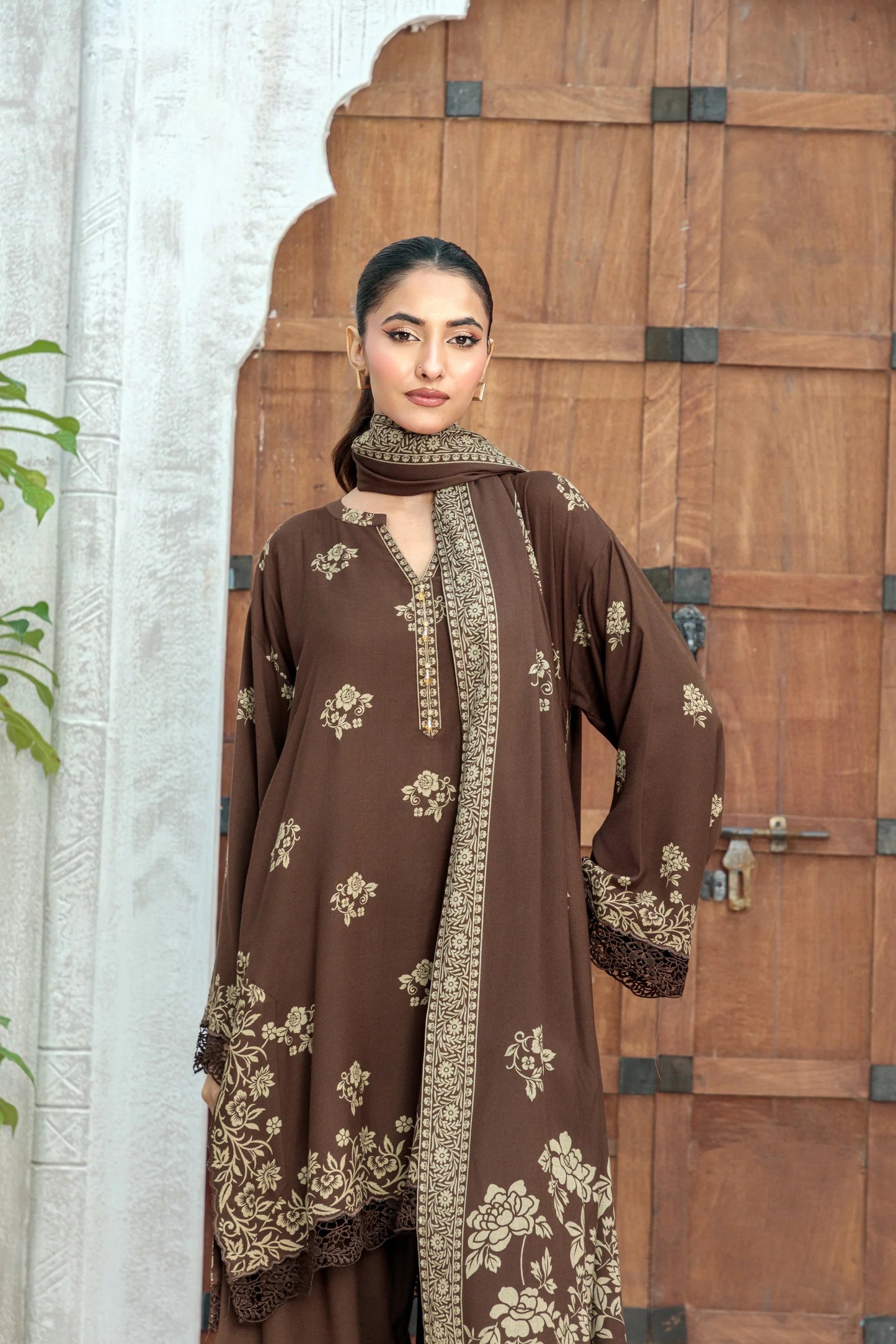 03 Piece Unstitched Pashmina Printed