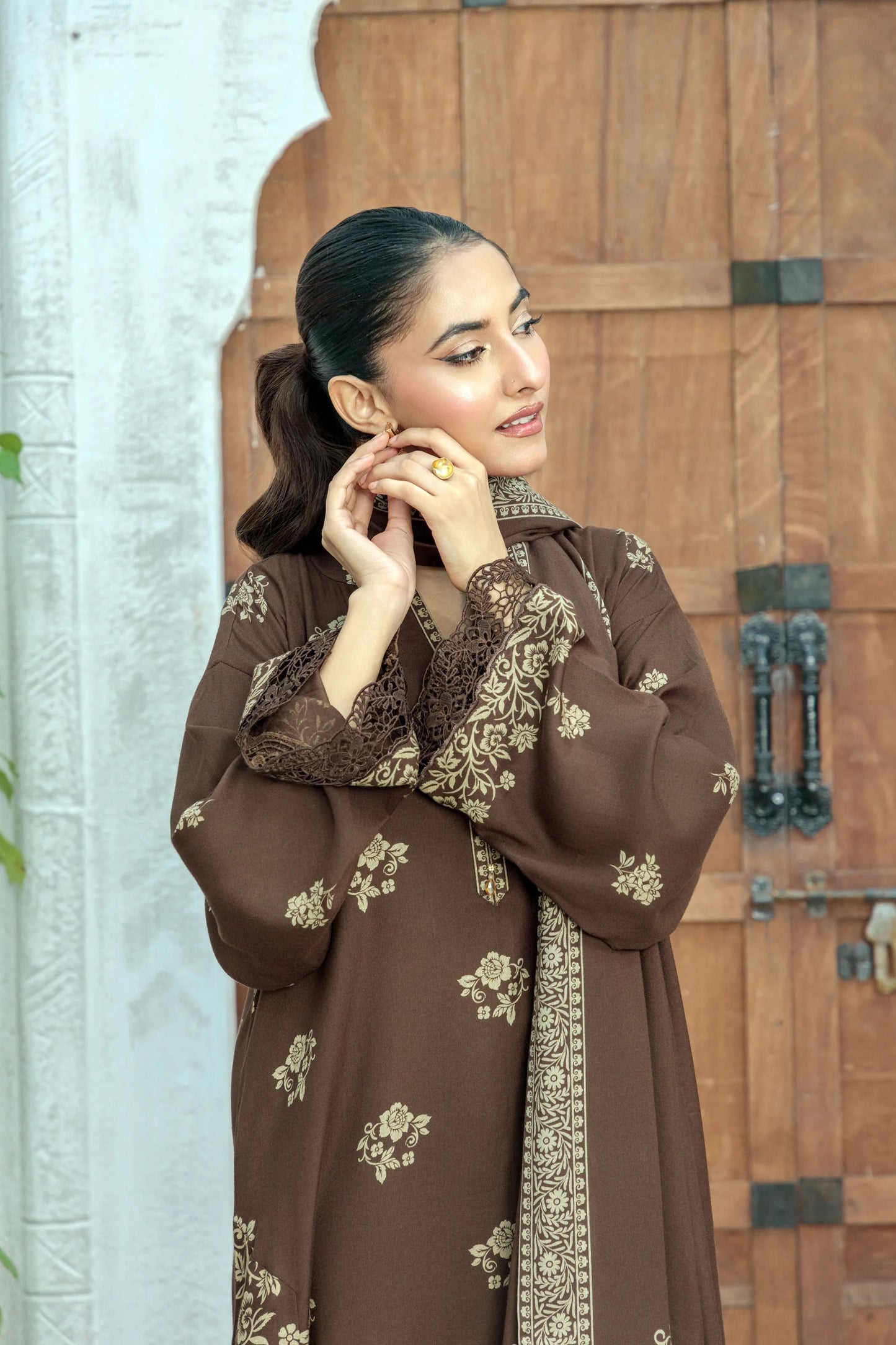 03 Piece Unstitched Pashmina Printed