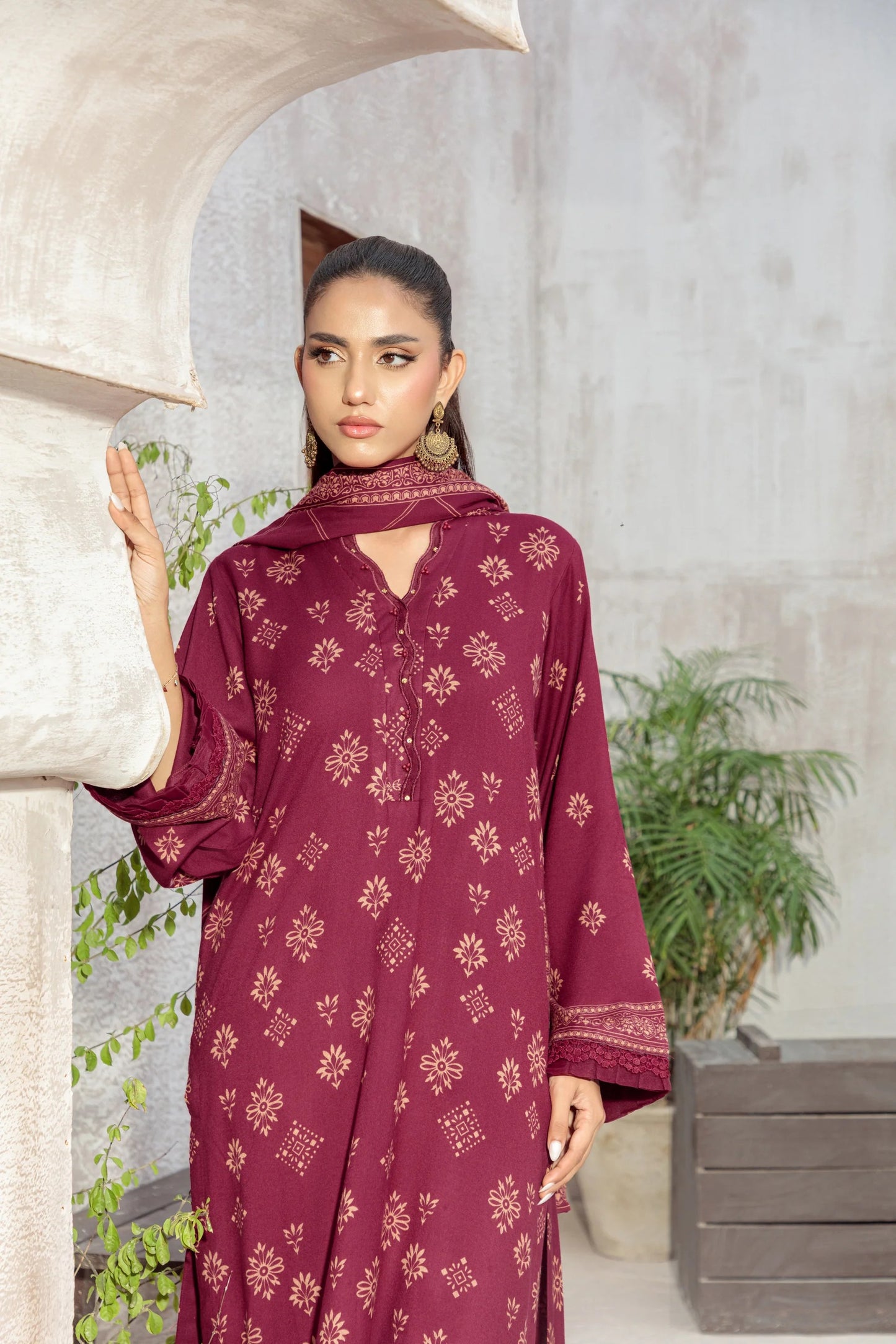 03 Piece Unstitched Pashmina Printed