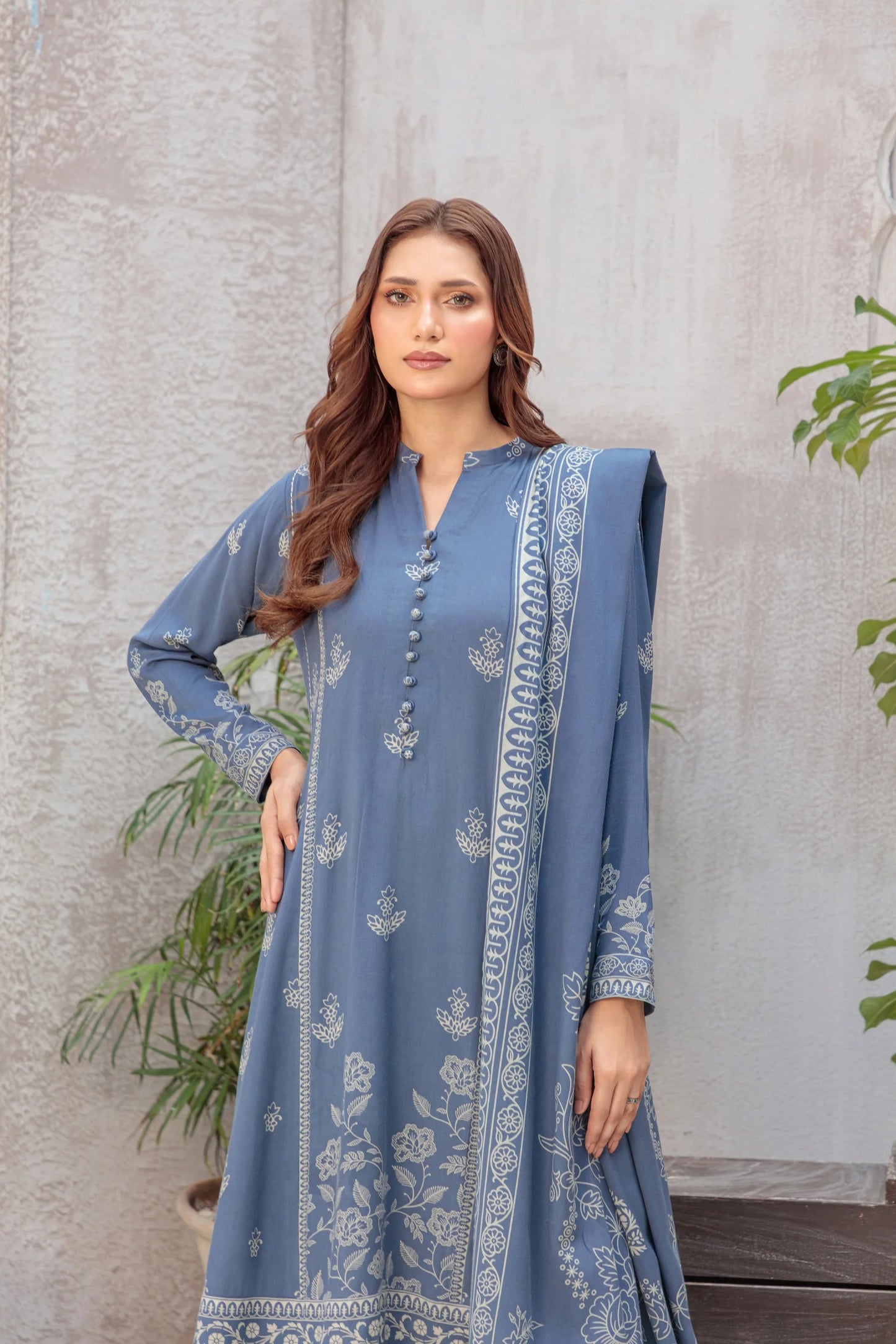 03 Piece Unstitched Pashmina Printed