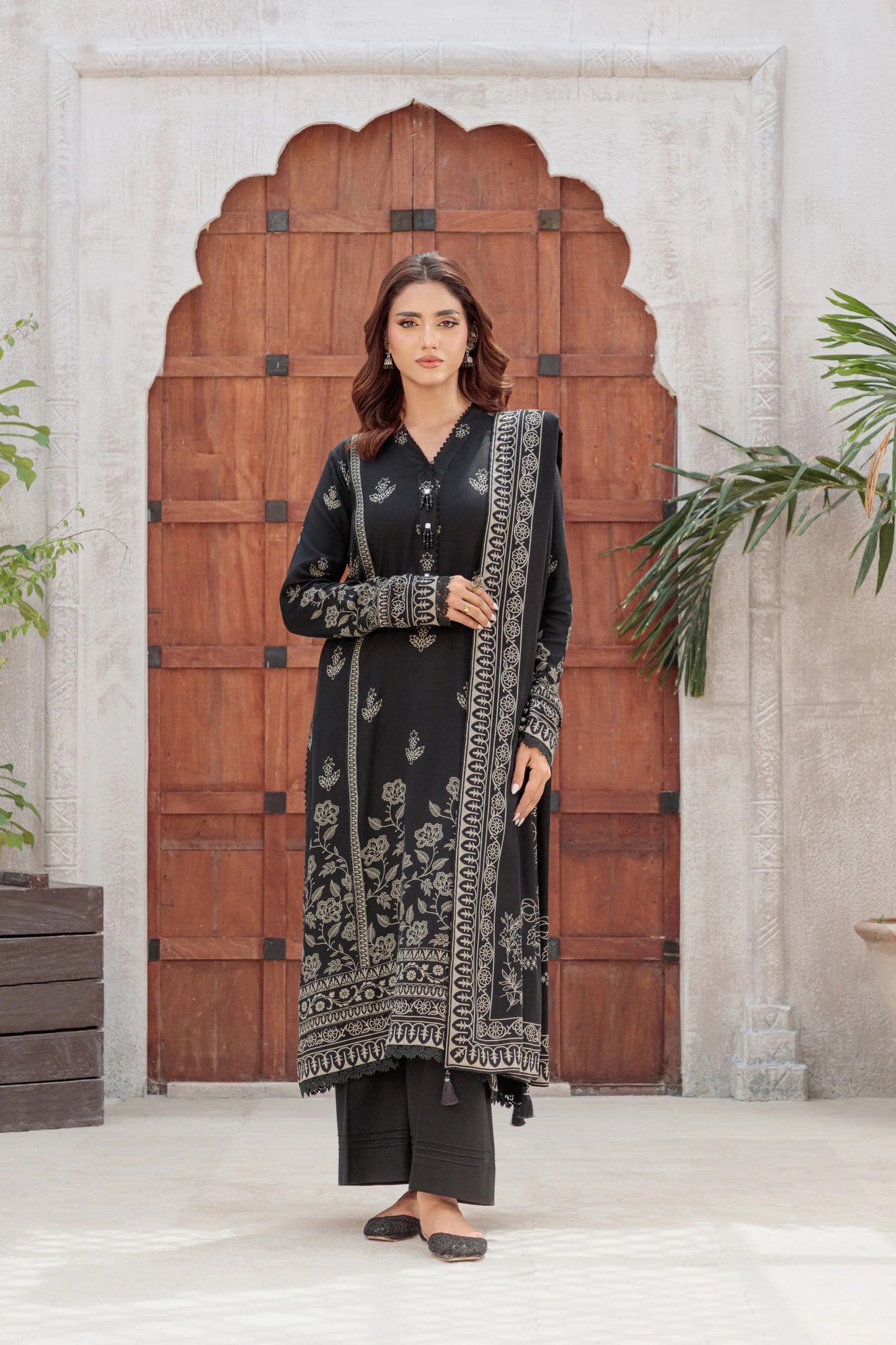 03 Piece Unstitched Pashmina Printed