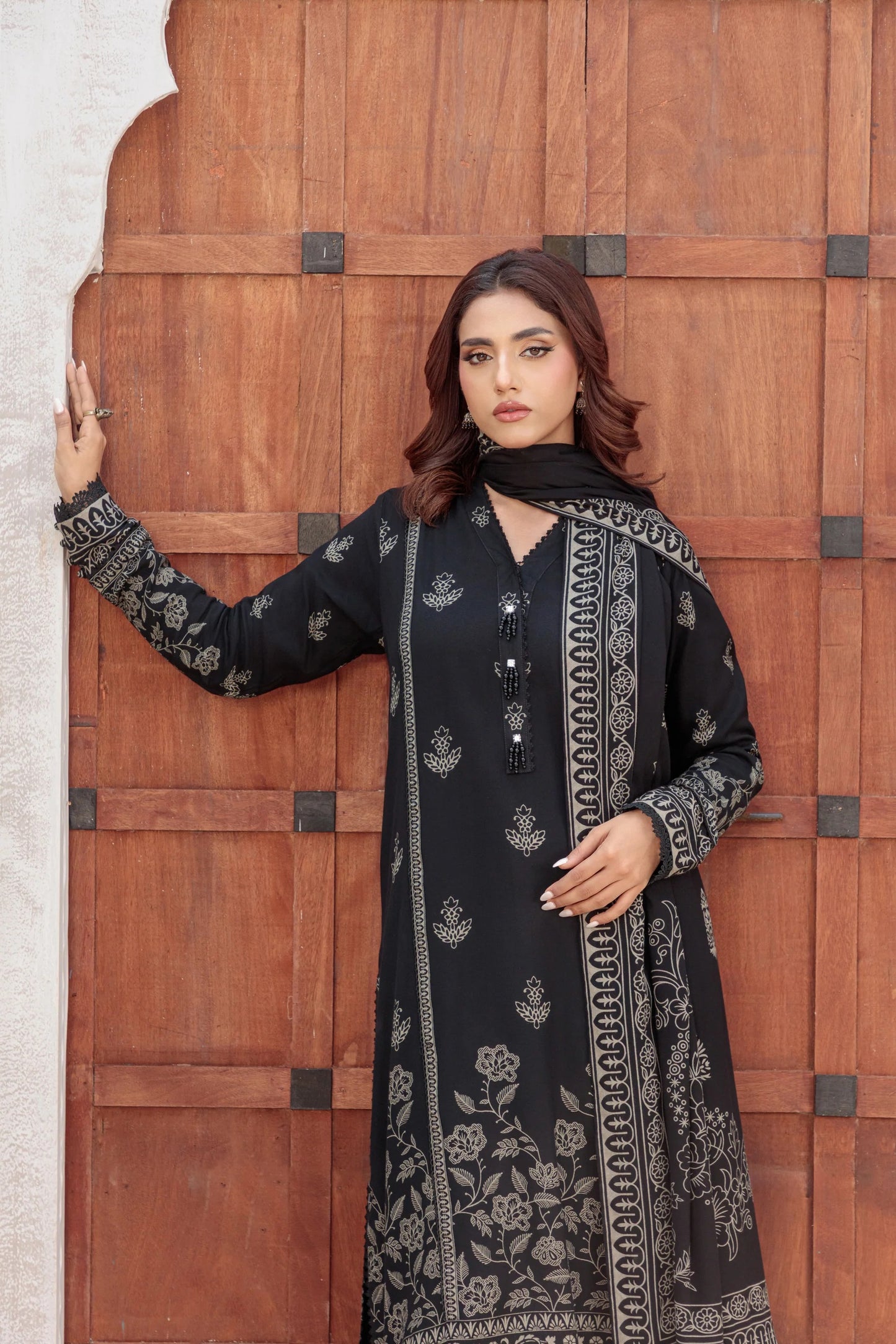 03 Piece Unstitched Pashmina Printed