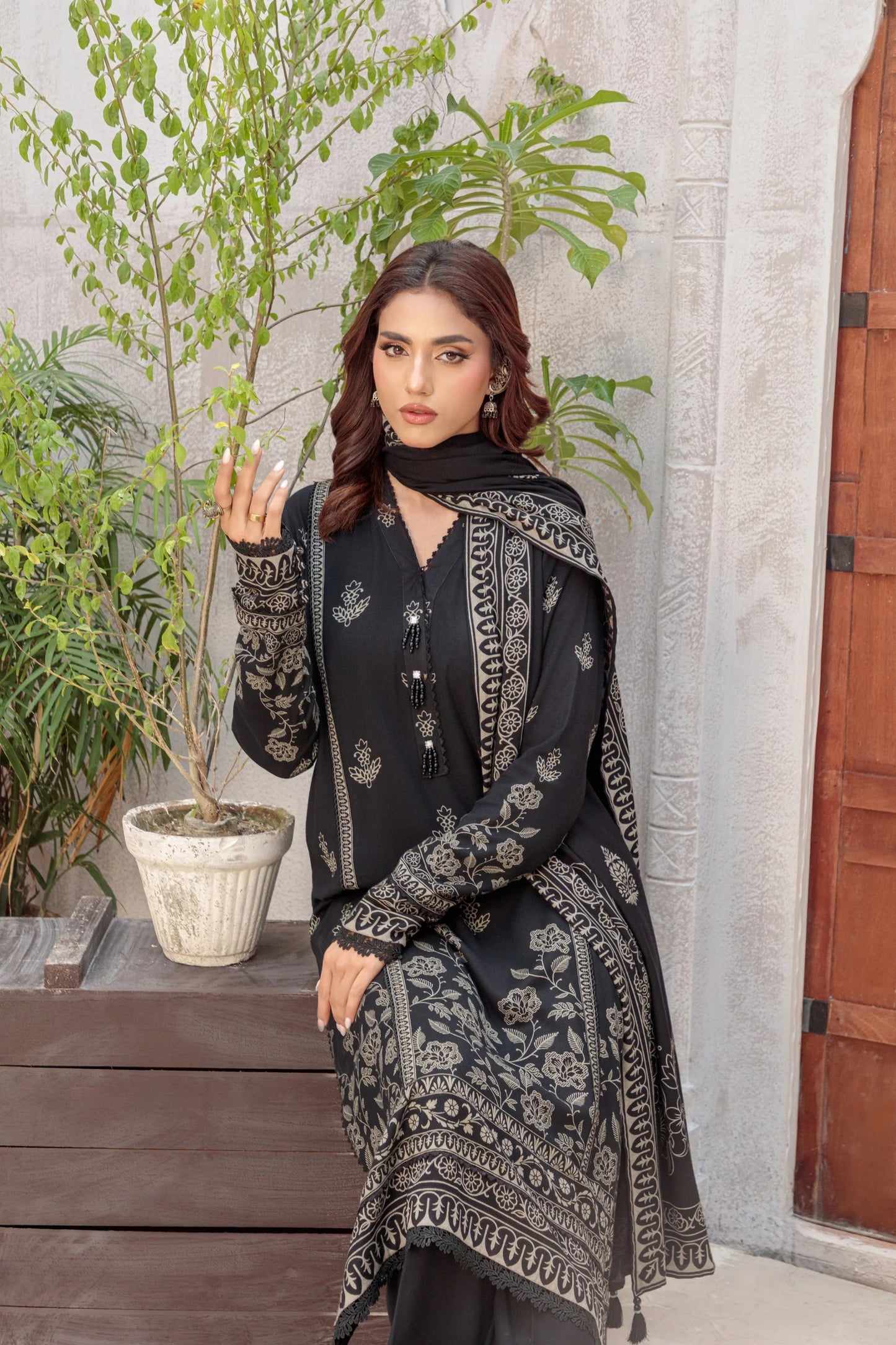 03 Piece Unstitched Pashmina Printed