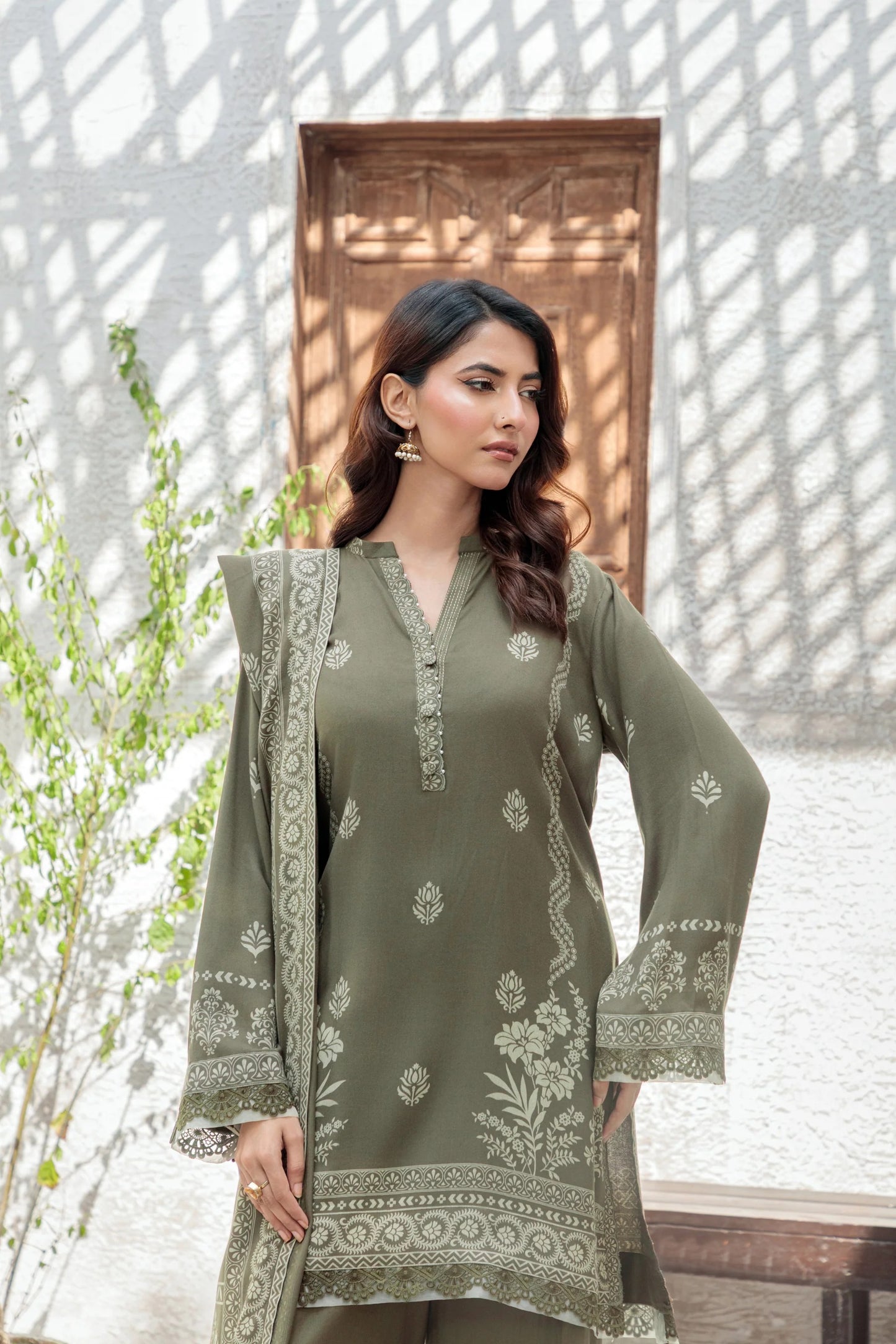 03 Piece Unstitched Pashmina Printed