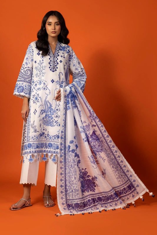 Unstitched Lawn 3 Piece Suit - 1B