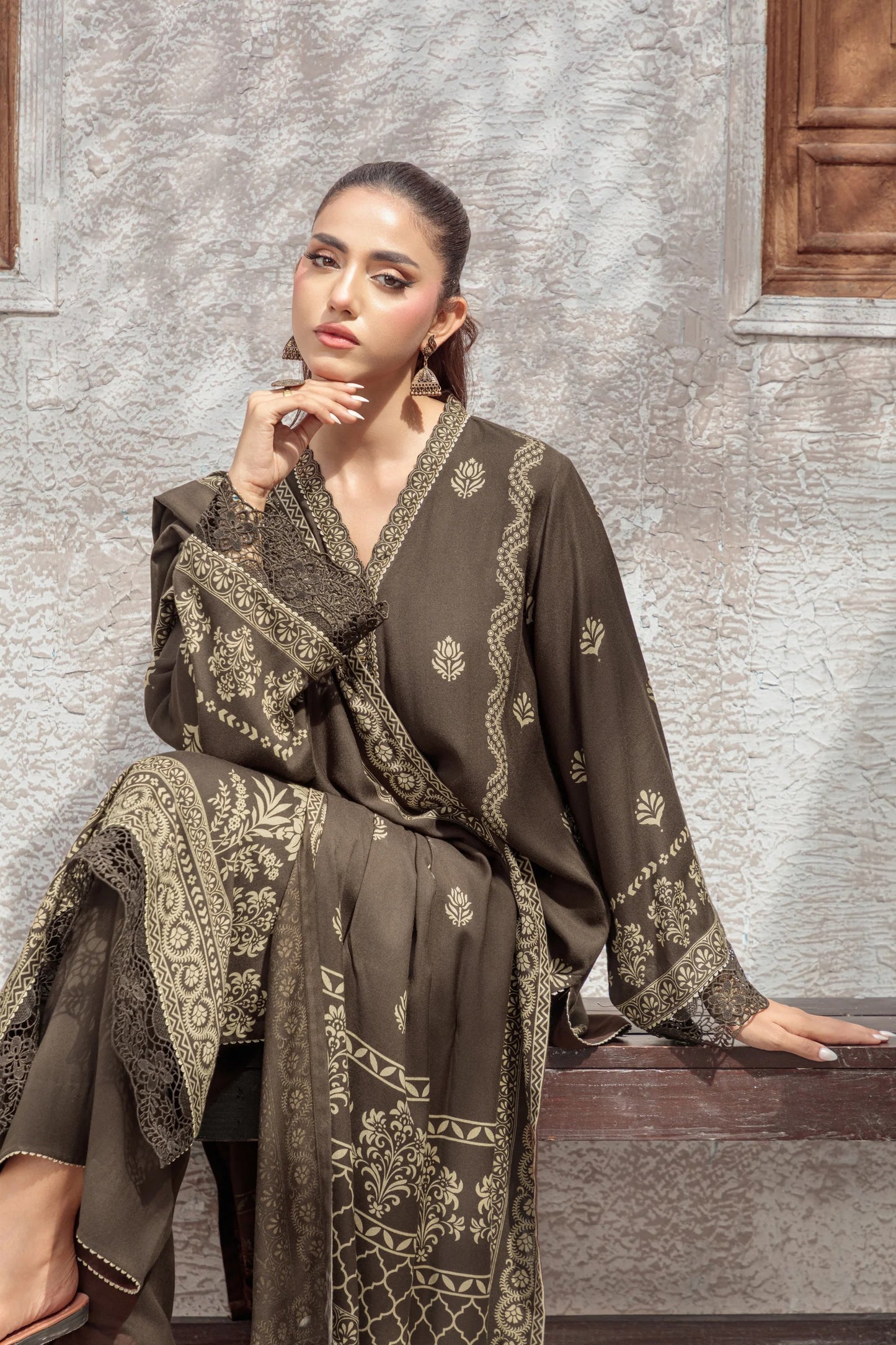 03 Piece Unstitched Pashmina Printed