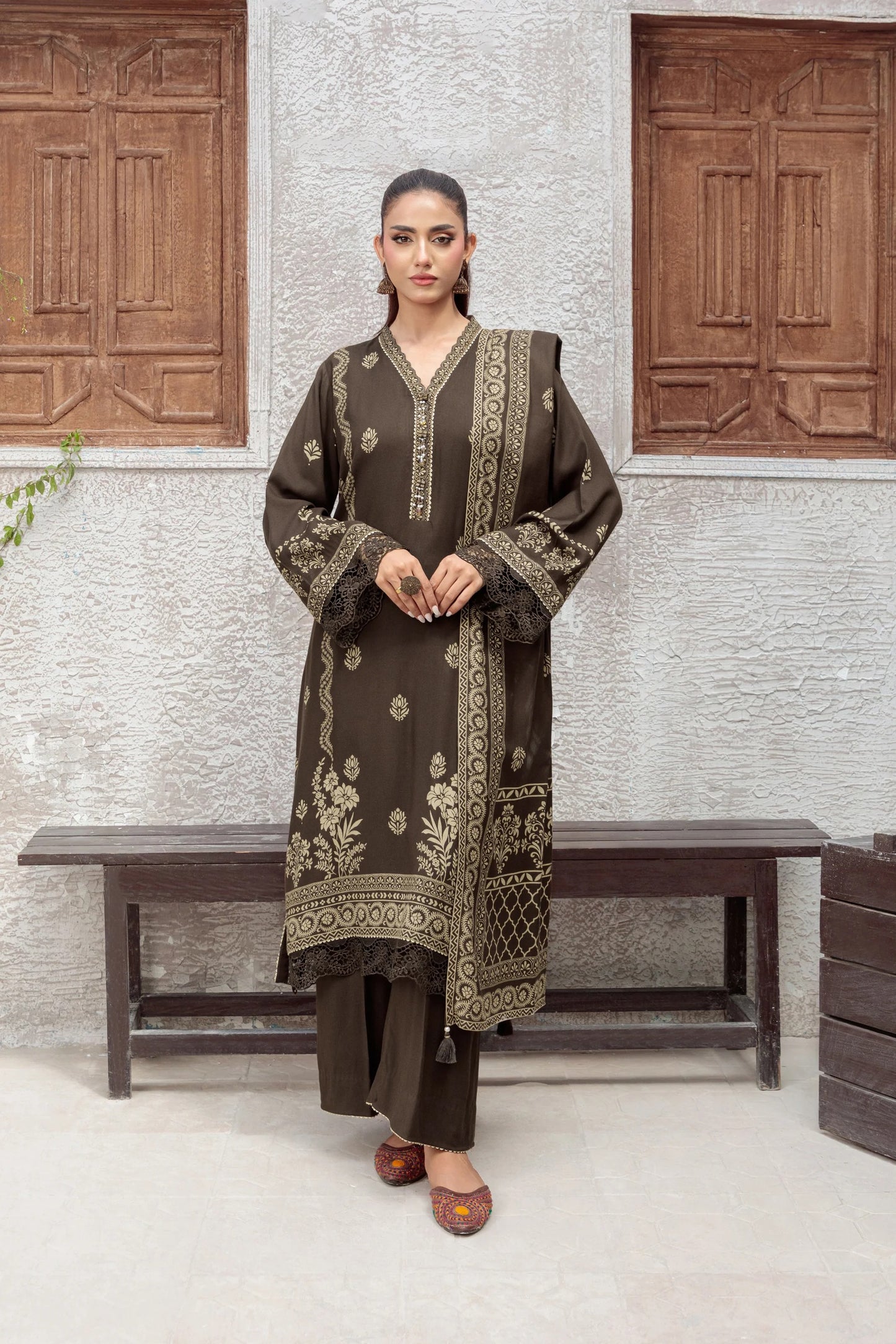 03 Piece Unstitched Pashmina Printed