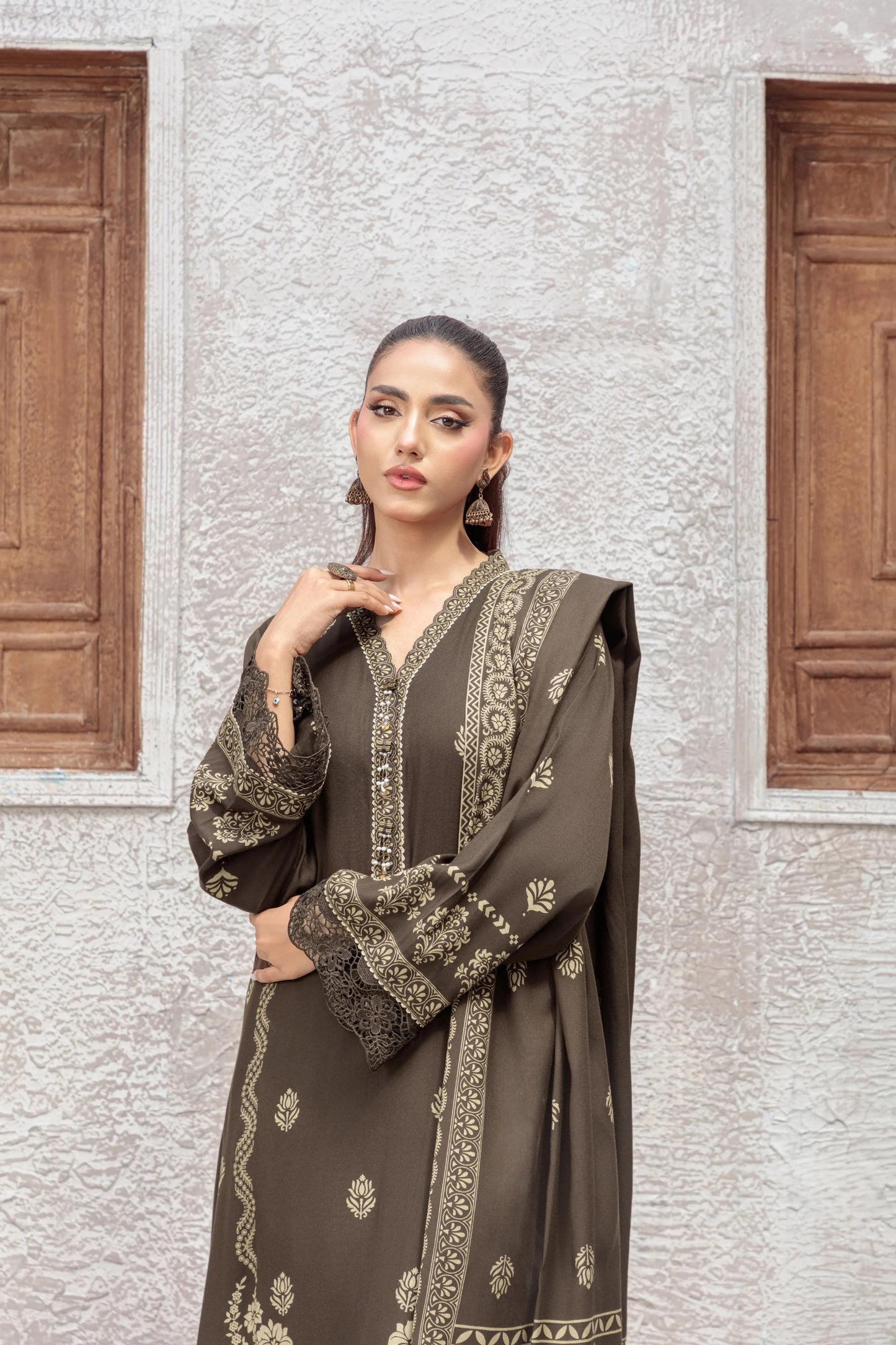 03 Piece Unstitched Pashmina Printed