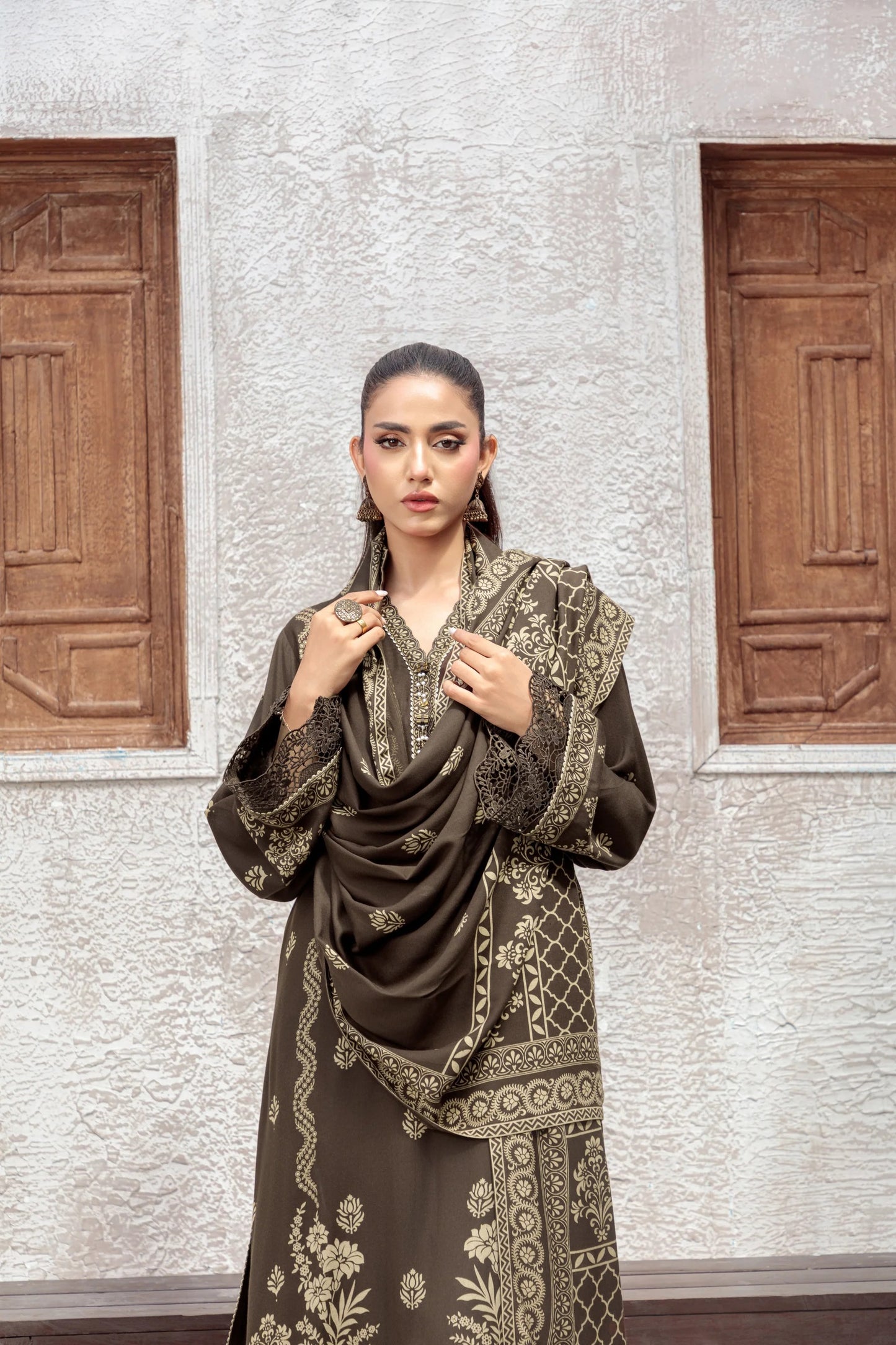 03 Piece Unstitched Pashmina Printed