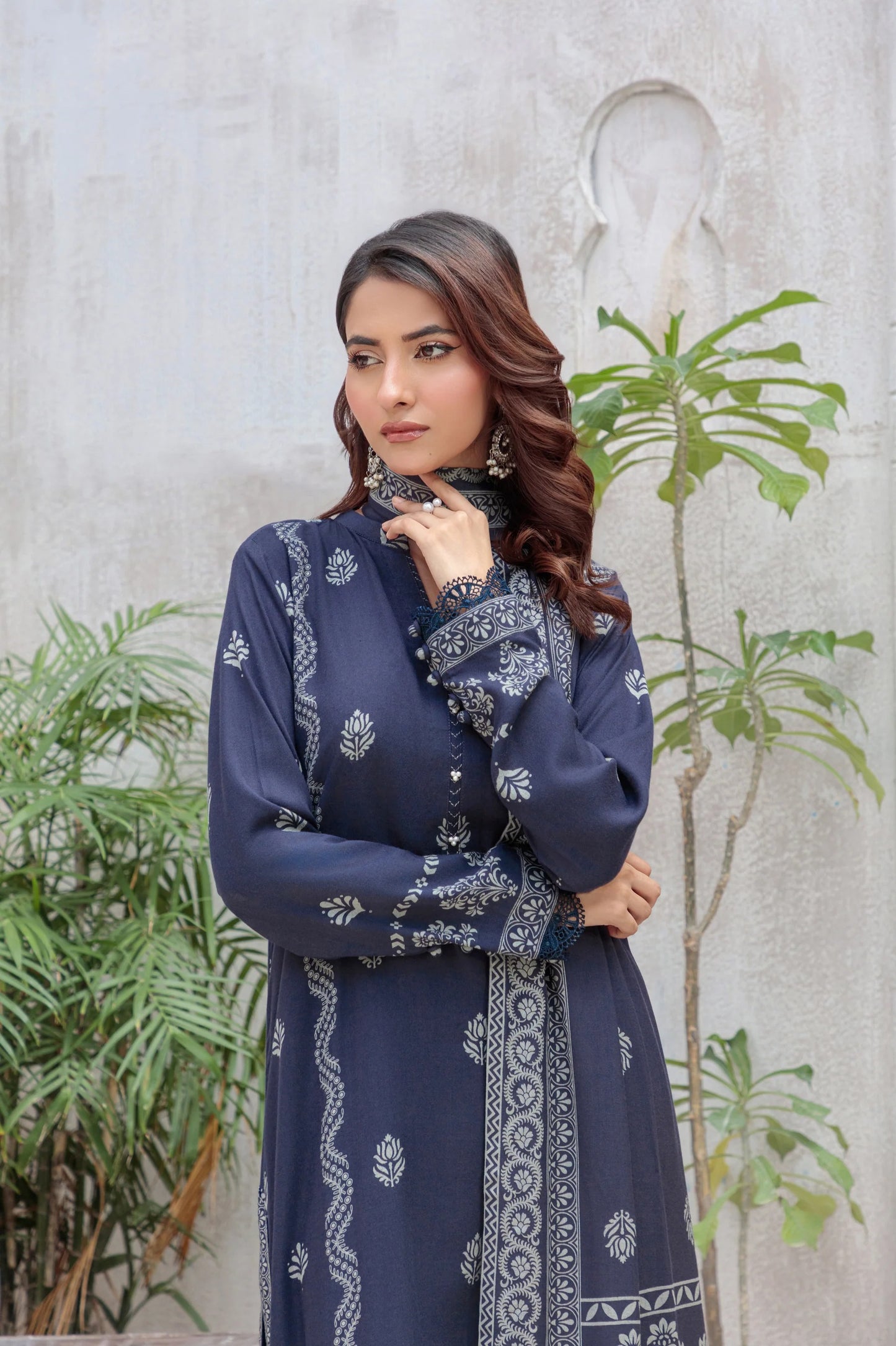 03 Piece Unstitched Pashmina Printed