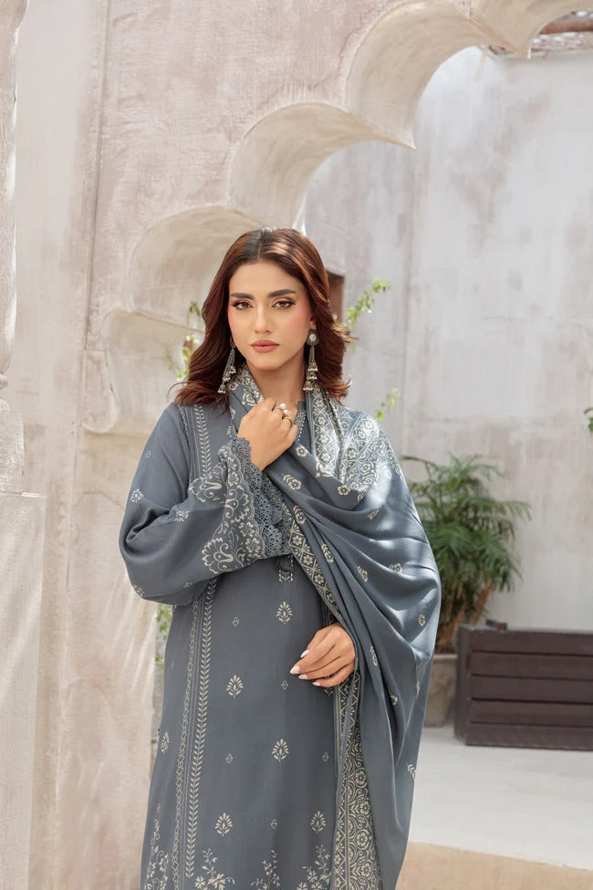 03 Piece Unstitched Pashmina Printed