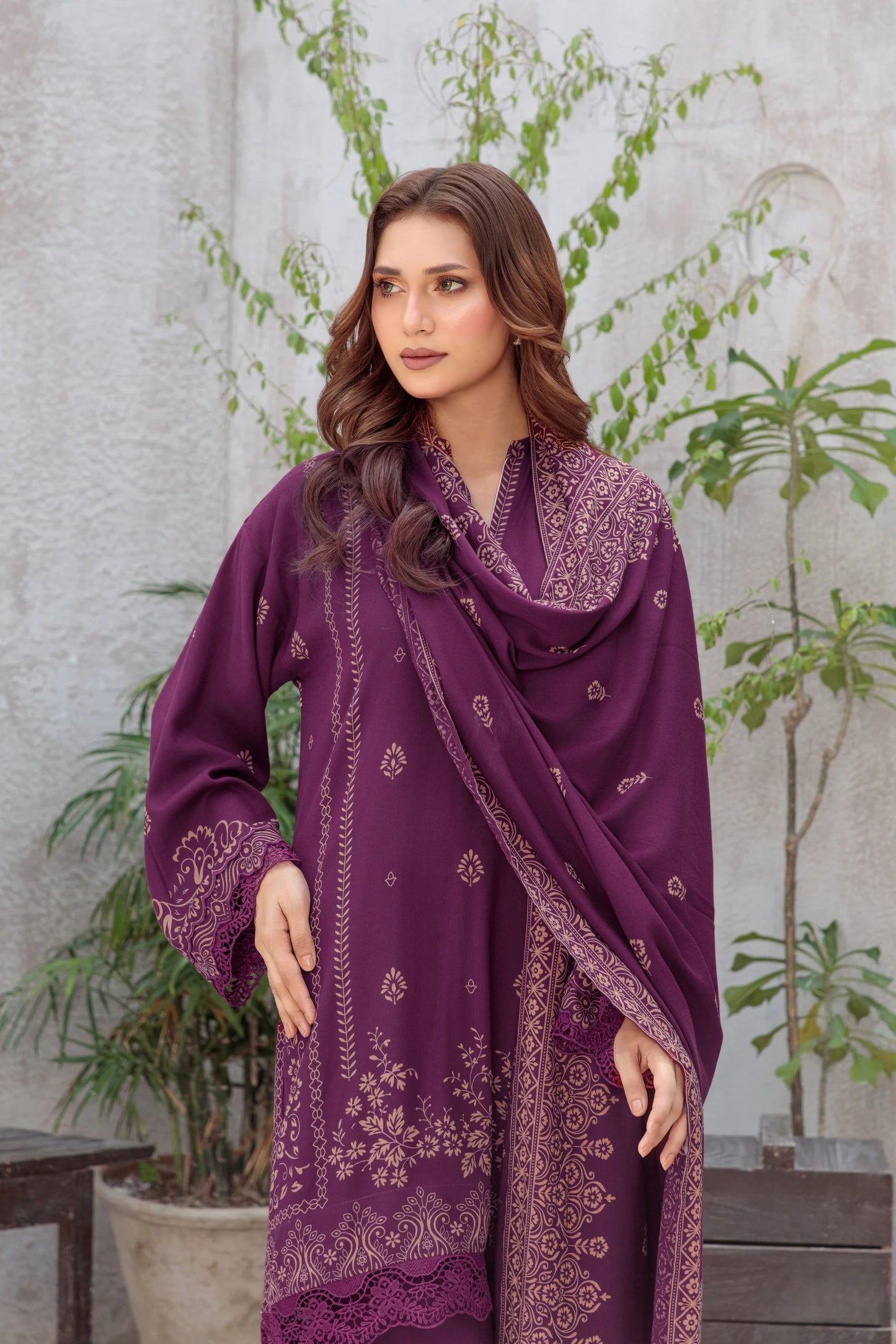 03 Piece Unstitched Pashmina Printed