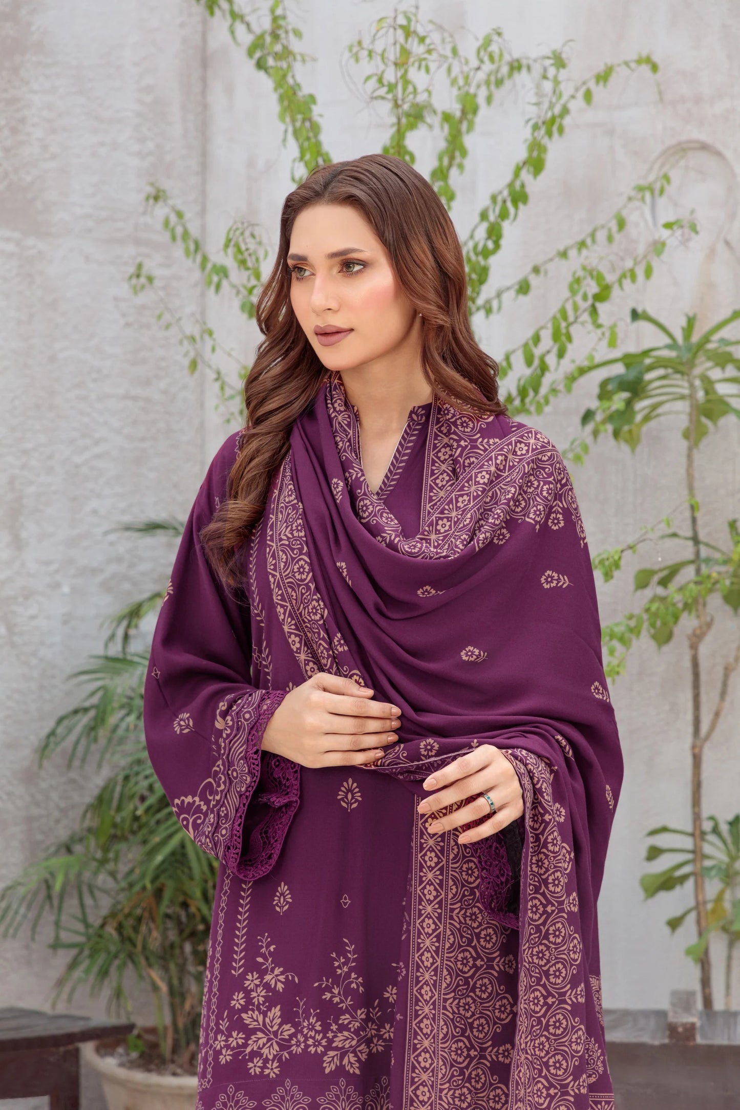 03 Piece Unstitched Pashmina Printed