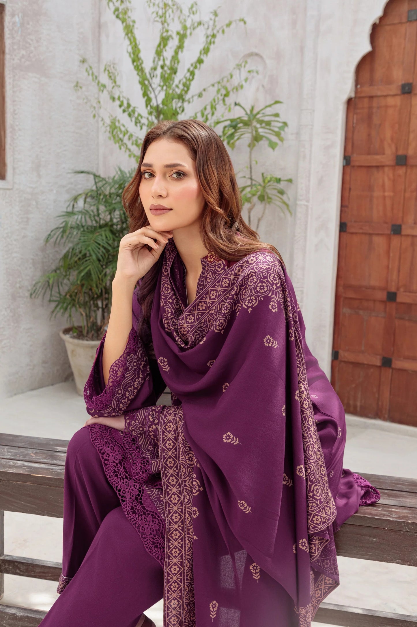 03 Piece Unstitched Pashmina Printed