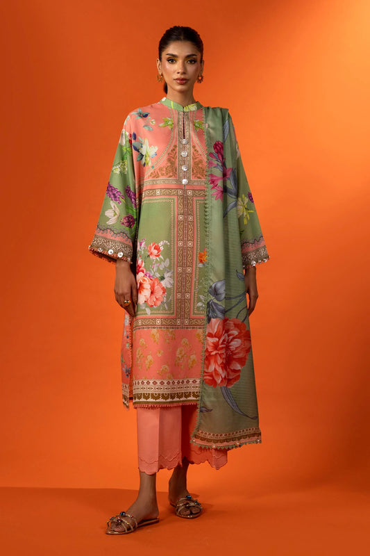 Unstitched Lawn 3 Piece Suit - 9B