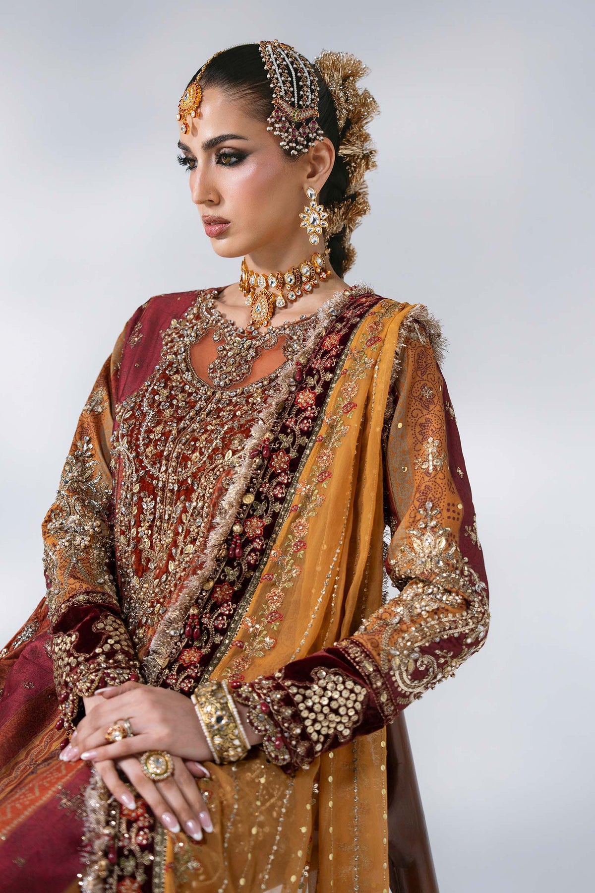3 Piece Unstitched Embroidered Raw Silk Suit | BD - 3104