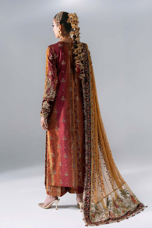 3 Piece Unstitched Embroidered Raw Silk Suit | BD - 3104