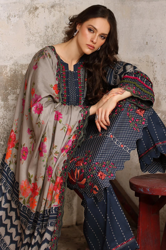 3-PC Unstitched Embroidered Linen Collection CCW7-28