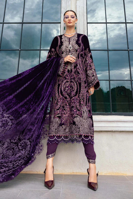 3 Piece Unstitched Embroidered Velvet Suit