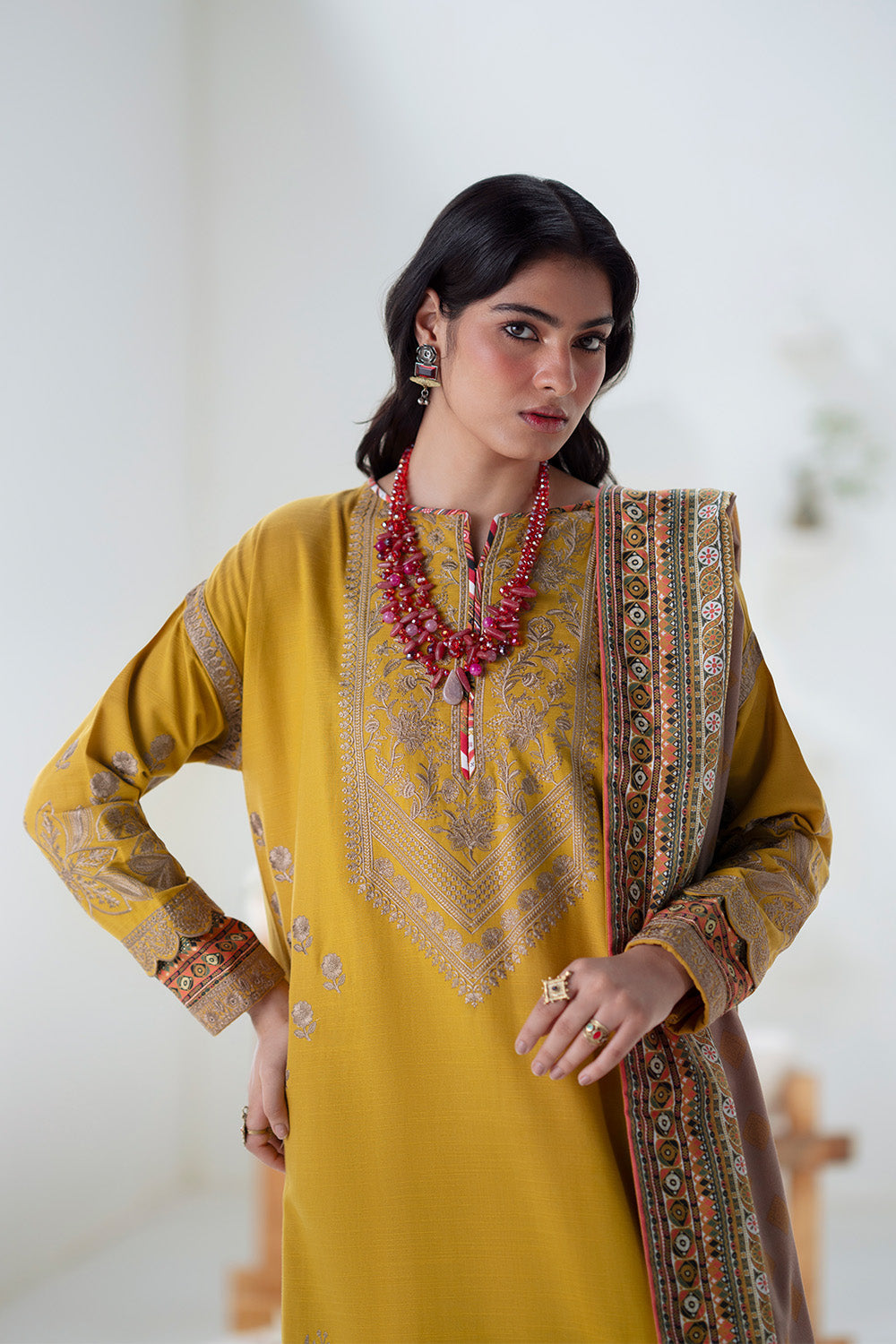 3 Piece Embroidered Khaddar Apana - FSU5671