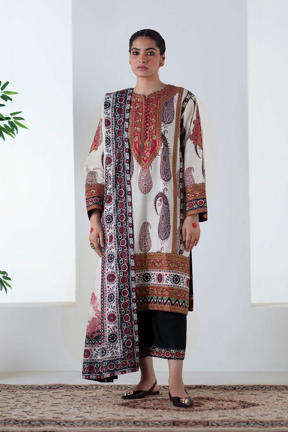 3 Piece Embroidered Khaddar Zohal - FSU5678
