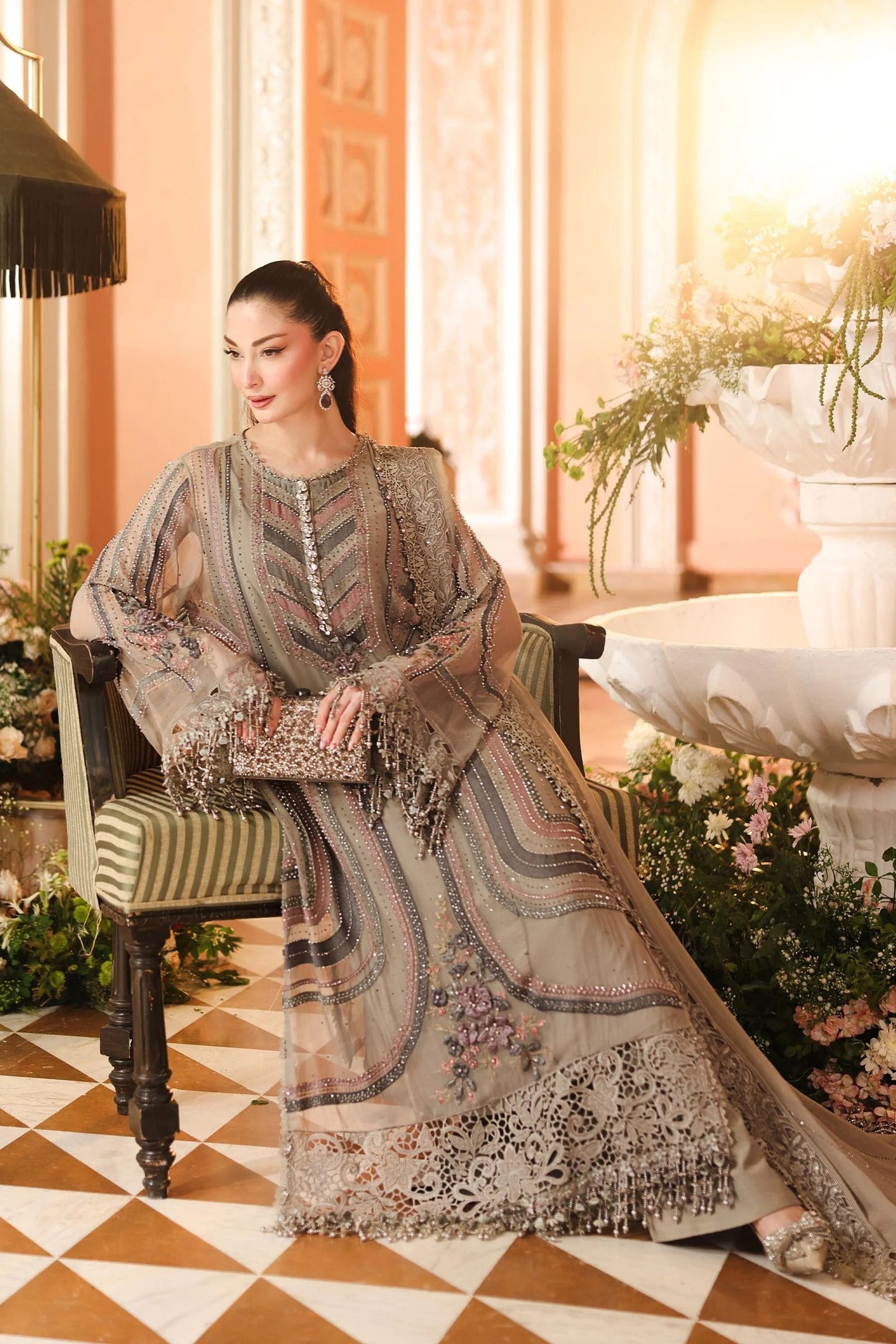 3 Piece Embroidered Chiffon Suit | MPC-26-201