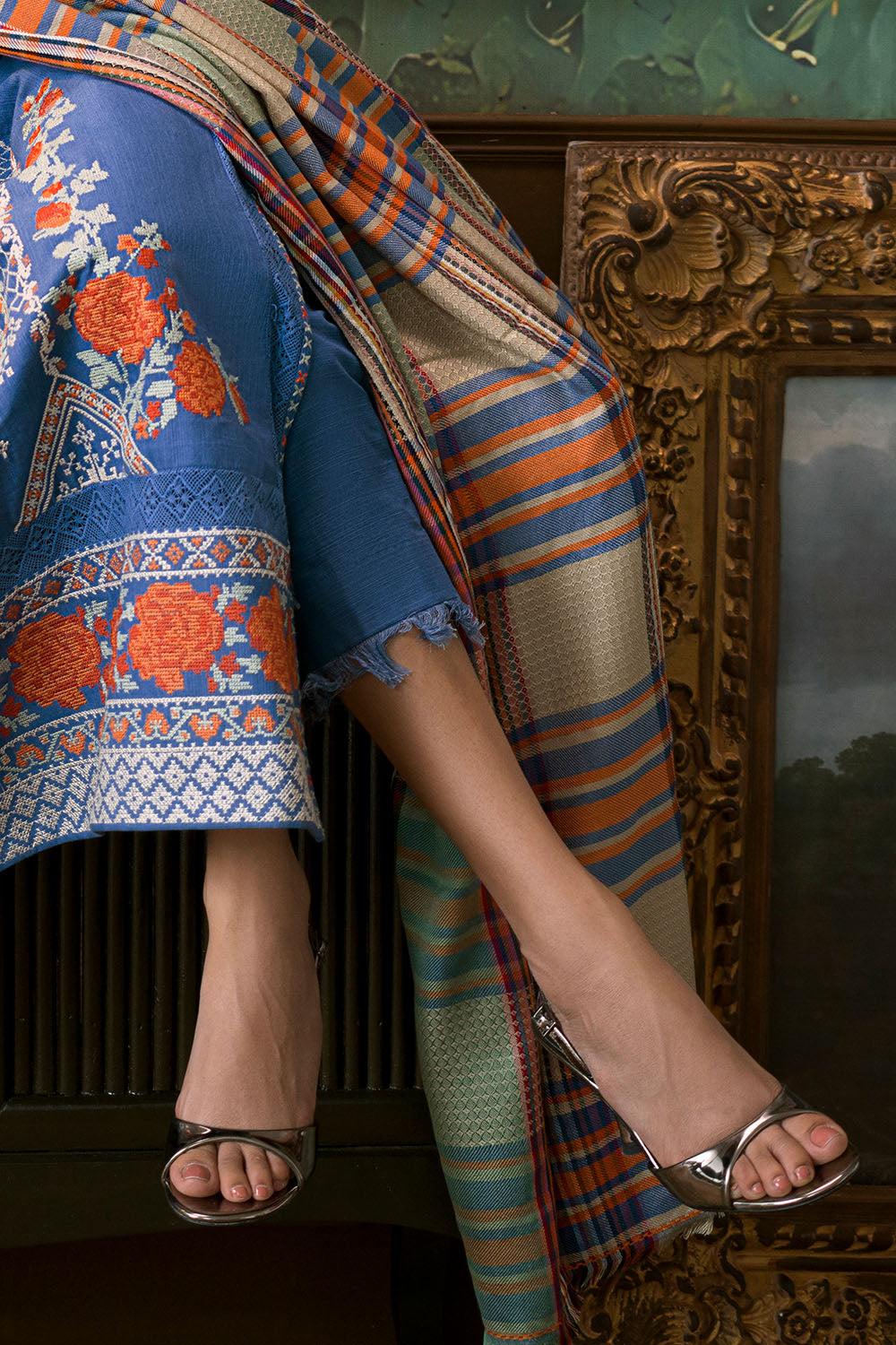3 Piece Embroidered Suit | W-FB-WH-26-485996