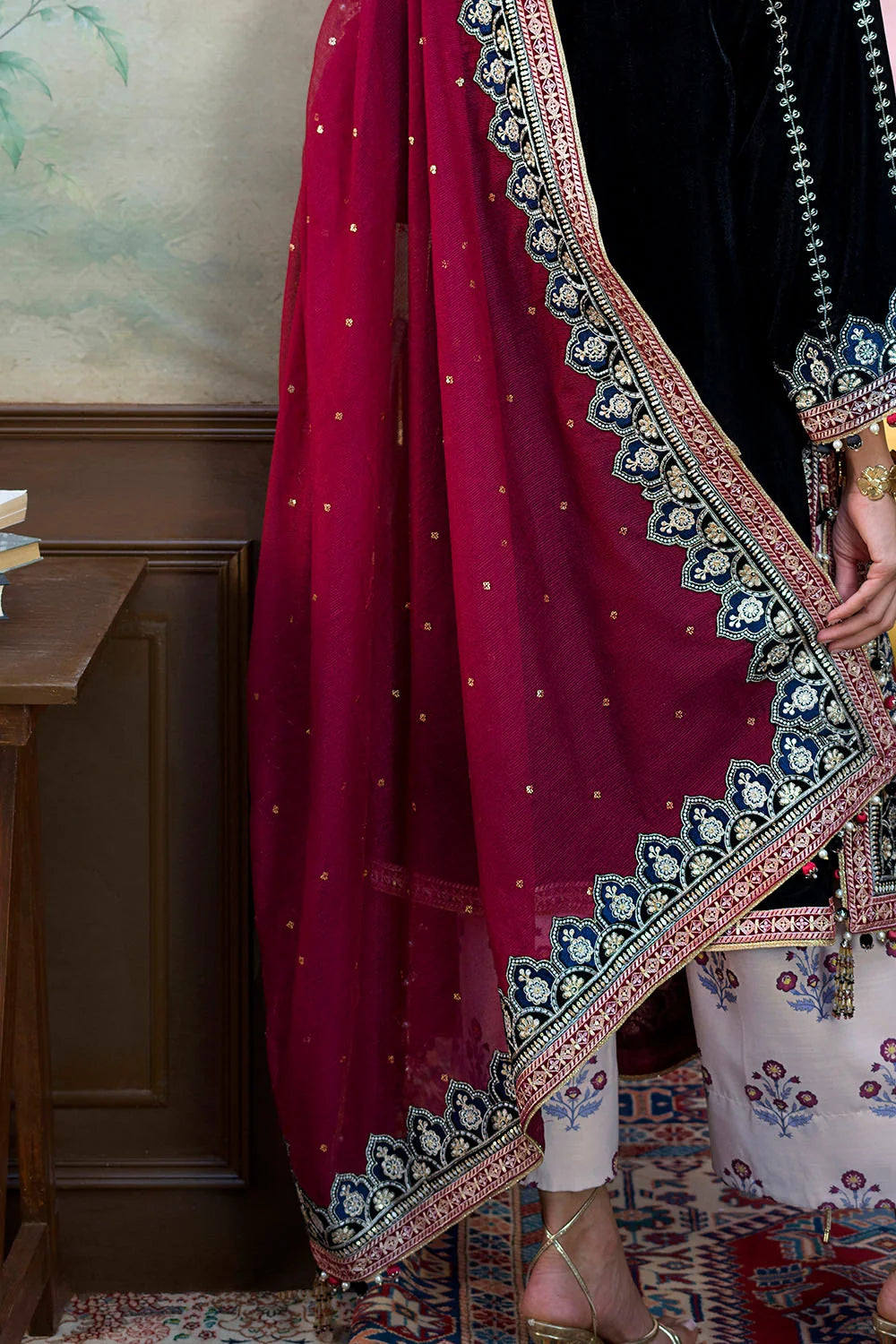 3 Piece Embroidered Suit | W-FB-WH-26-486008
