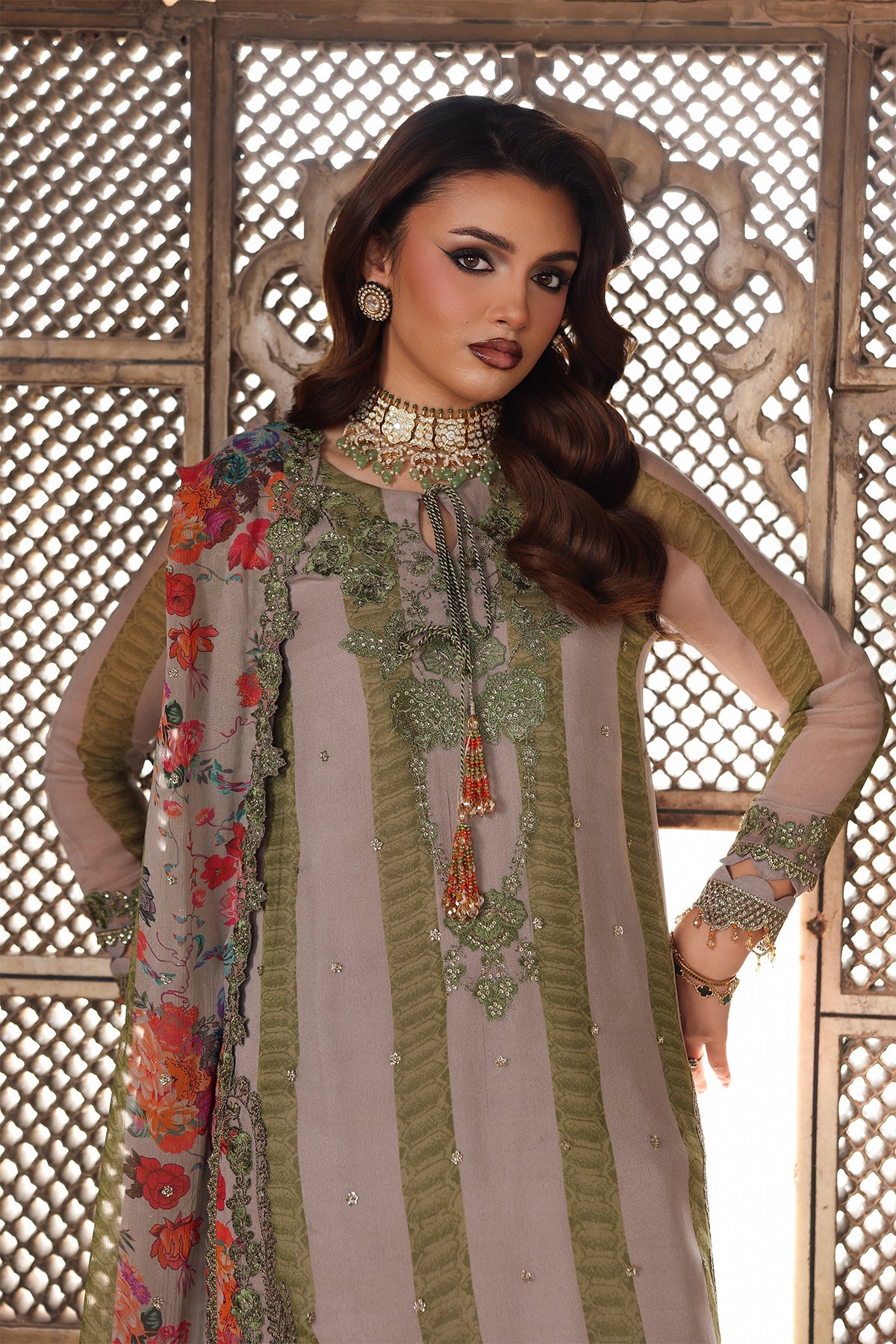 3-pc Unstitched Embroidered Printed Chiffon Collection VSL25-46