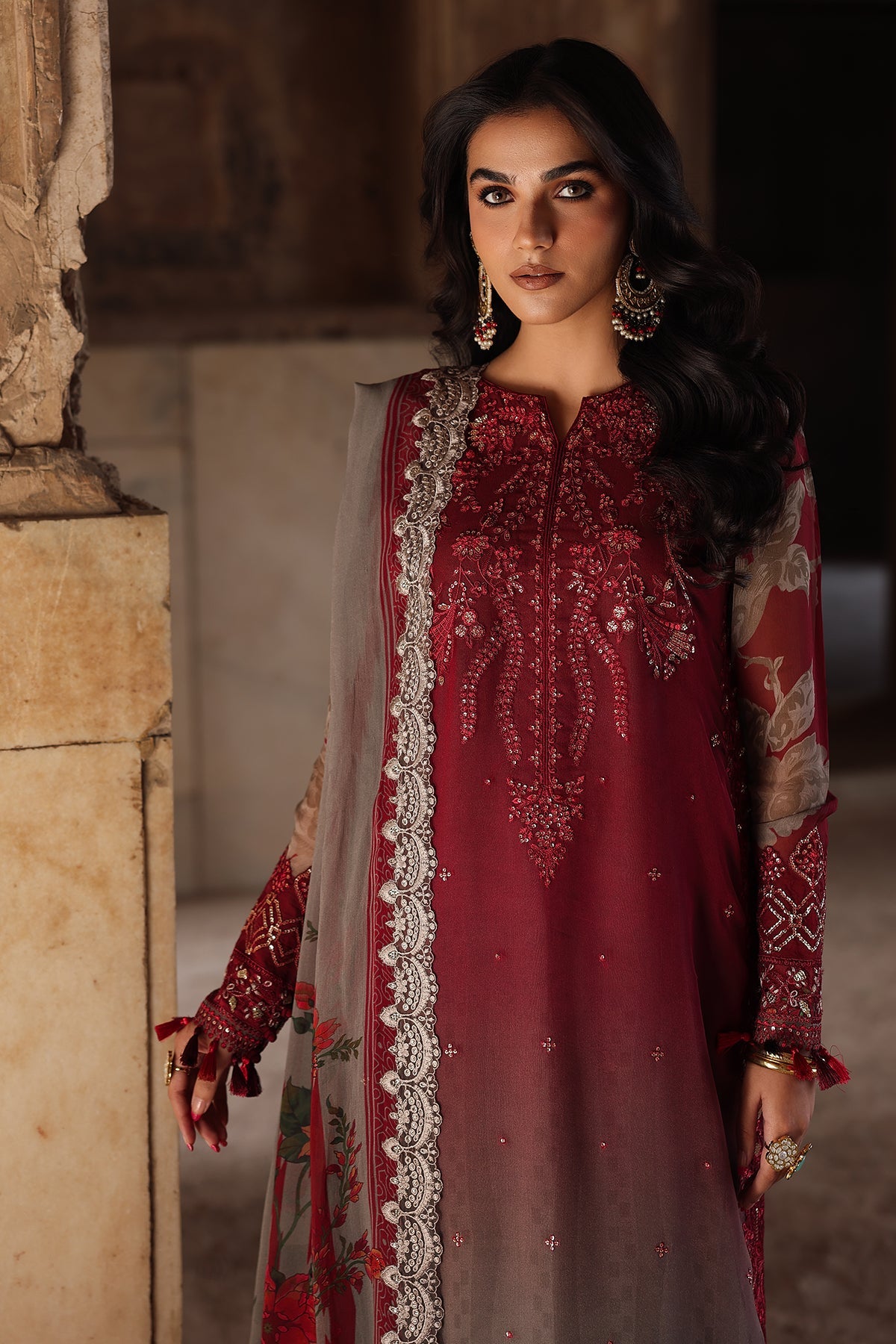 3-pc Unstitched Embroidered Printed Chiffon Collection VSL25-45