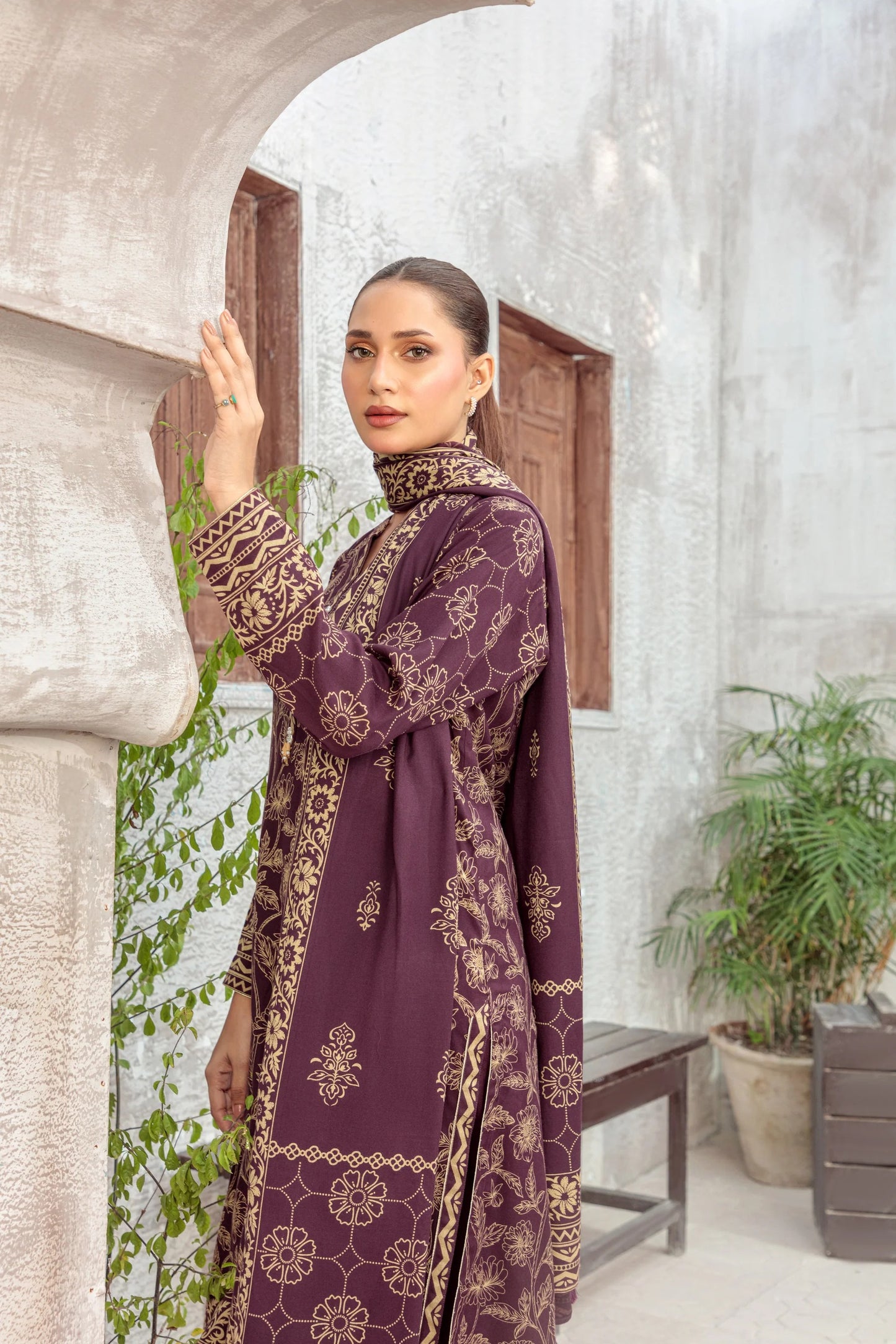 03 Piece Unstitched Pashmina Printed