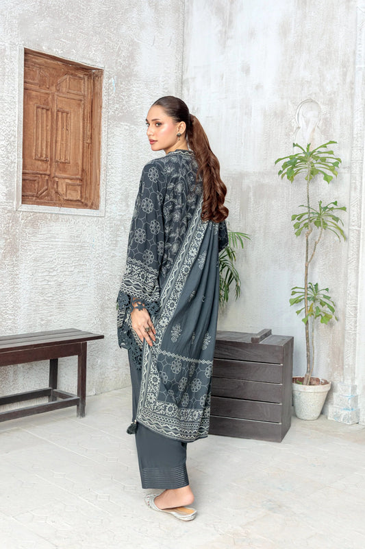 03 Piece Unstitched Pashmina Printed