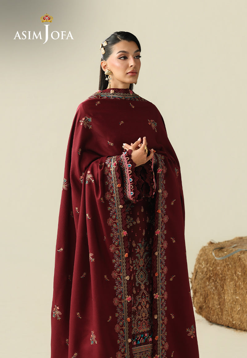 AJULK-08 Embroidered Rod Unstitched 3 Pcs