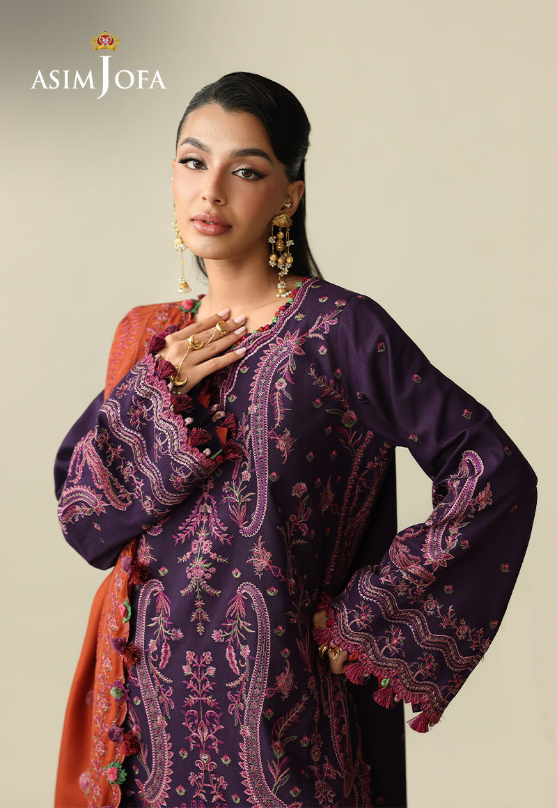 AJULK-05 Embroidered Rod Unstitched 3 Pcs