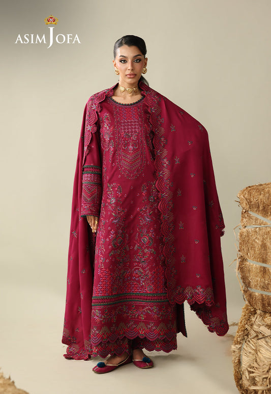 AJULK-07 Embroidered Rod Unstitched 3 Pcs